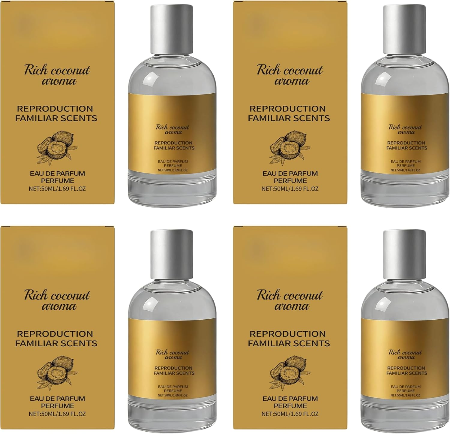 Coconut Fragrance Mist &ndash; Light Body Perfume Spray with Glycerin & Propylene Glycol &ndash; Refreshing Coconut Scent for a Pleasant Daily Aroma (2Pcs)