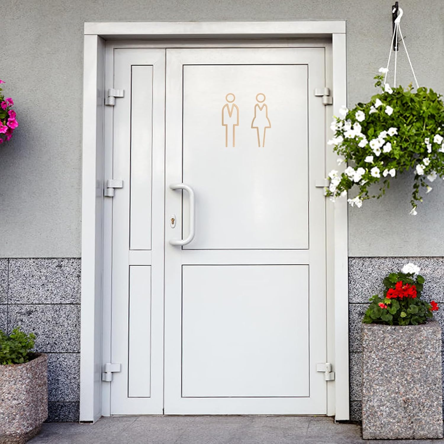 VOSSOT Self-Adhesive Toilet Sign Set of 4 - Guest Sticker, Door Sign, Ideal Decoration for Indoor and Outdoor Use (Gold) image number 1