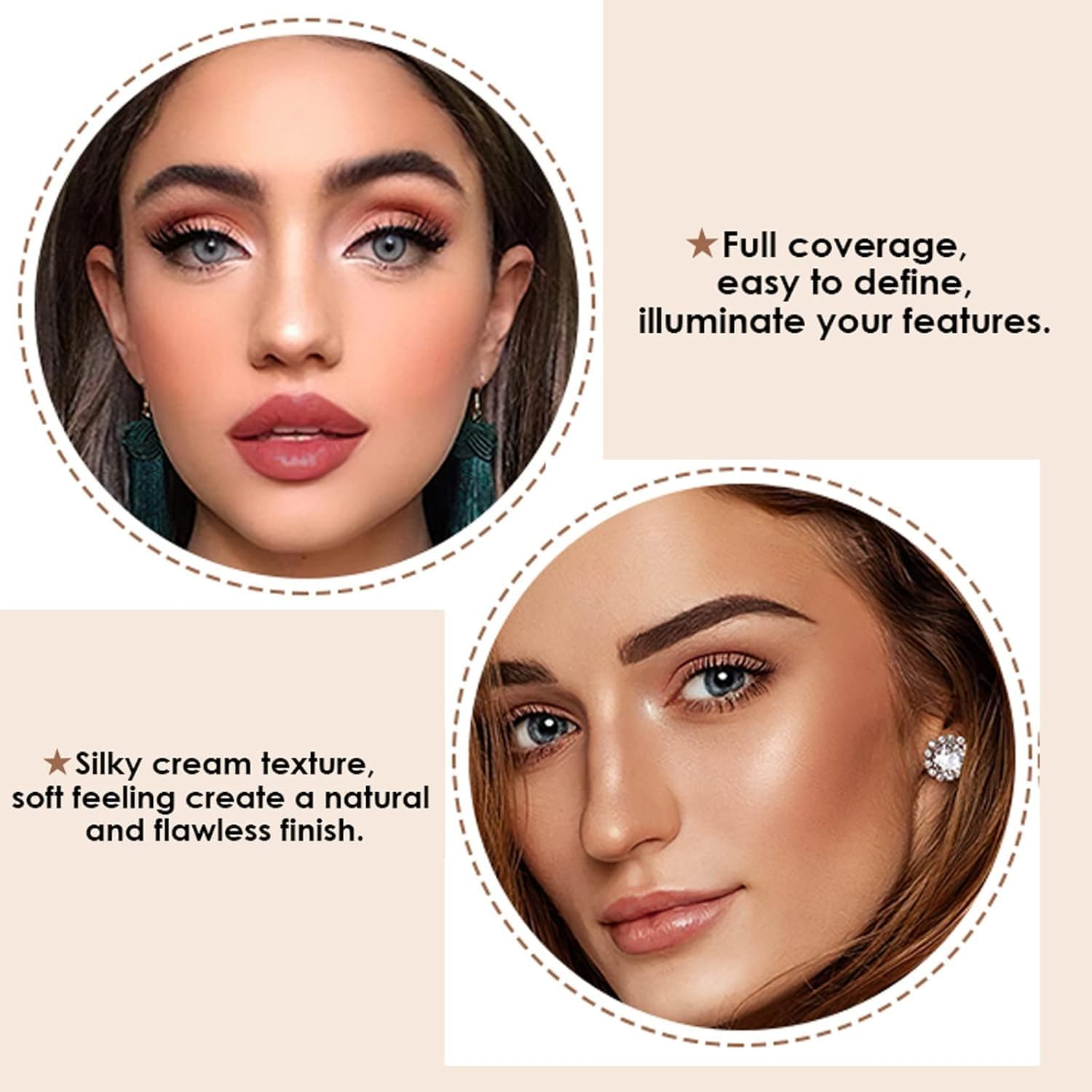 Dual Head Contour Stick, Natural Colors Concealer Highlighter Stick, 2 in 1 Double-Headed Cream Bronzer Contour Professional Waterproof Face Body Makeup (#01 Ivory+Dark Brown) image number 1