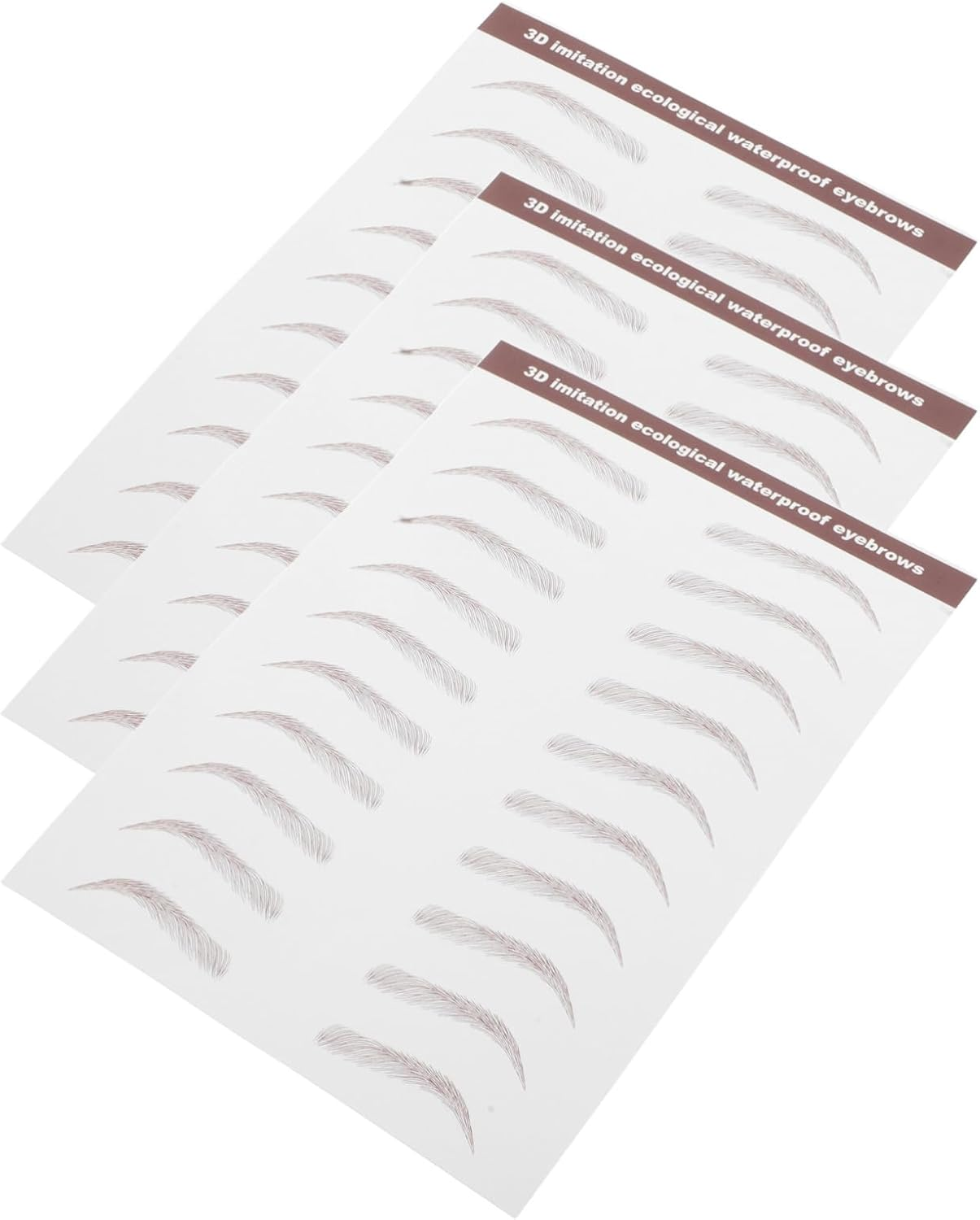 Gogogmee 3 Sheets Waterproof 3D False Eyebrows Stickers Self-Adhesive Hair-Like Eyebrow Transfers for Women Temporary Grooming Decals Brown