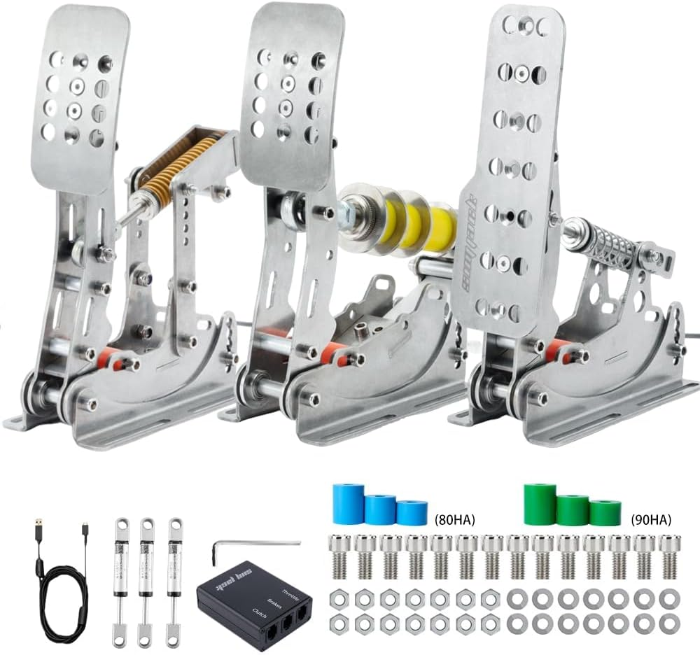 Simjack UT Sim Racing Pedals 200KG Load Cell Brake Pedal PC Racing Simulator Pedals Pressure Sensor HE Hydraulic Pedal (UT-P3-H3-DB)