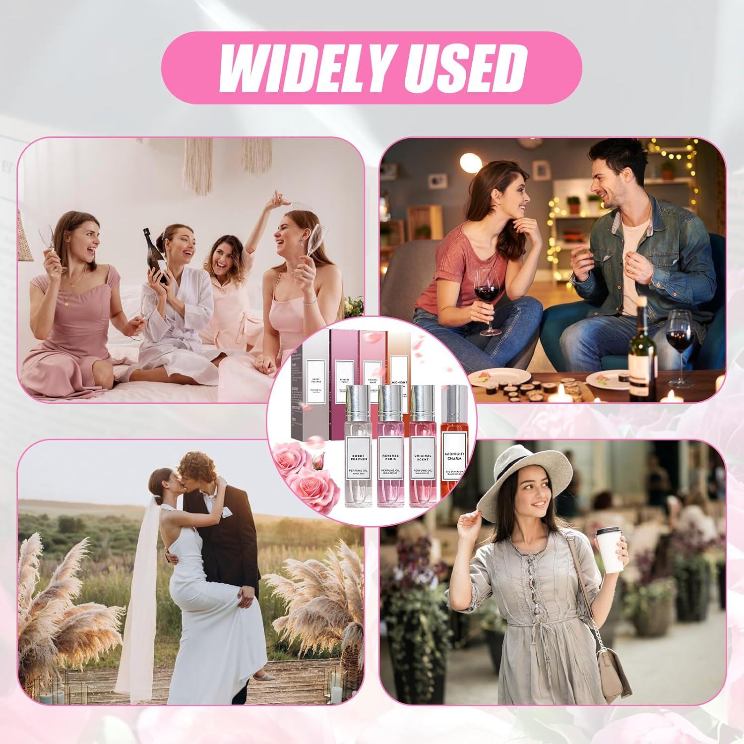 Pack of 4 Pheromone Perfume Oil for Women ，Perfume Roller&ndash; Roll-On Long-Lasting & Sexy Eau De Parfum, Enhanced Scents, Compact Travel Size 0.34 Fl Oz/10Ml image number 2