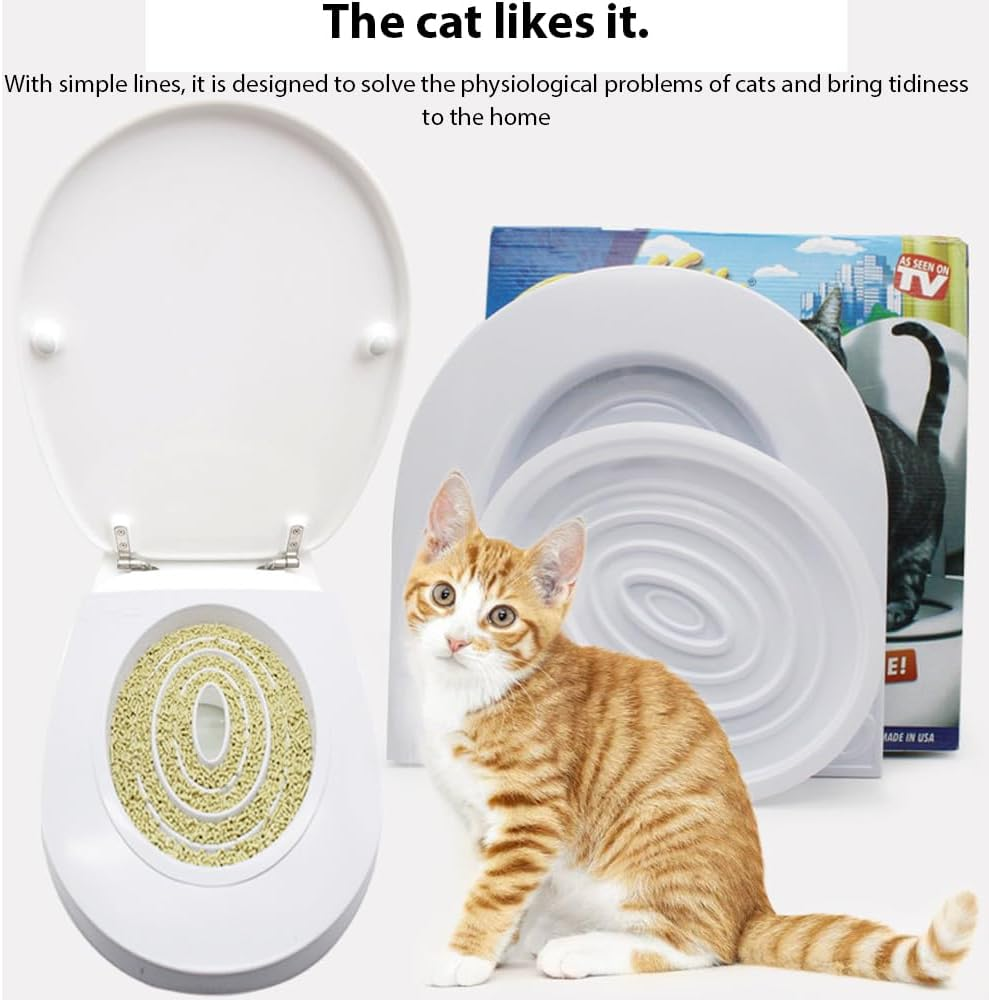 Cat Toilet Training, Reusable Universal Pet Cats Toilet Trainer Seat, Removable Pet Toilet, Toilet Trainer Cat Toilet, Cat Litter Mat, Cats Toilet Training System with Groove Design