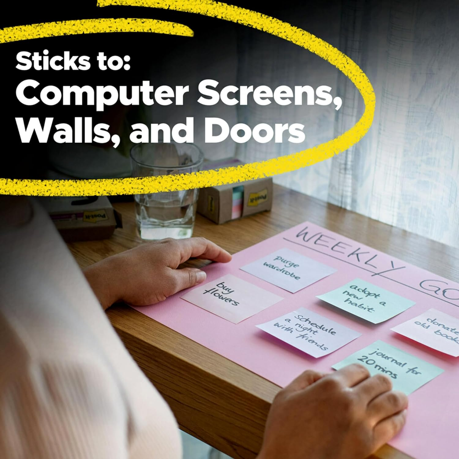 Post-It 100% Recycled Paper Super Sticky Notes, 2X the Sticking Power, 3X3 In, 24 Pads, 70 Sheets/Pad, Oasis Collection (654R-24SST-CP) image number 6