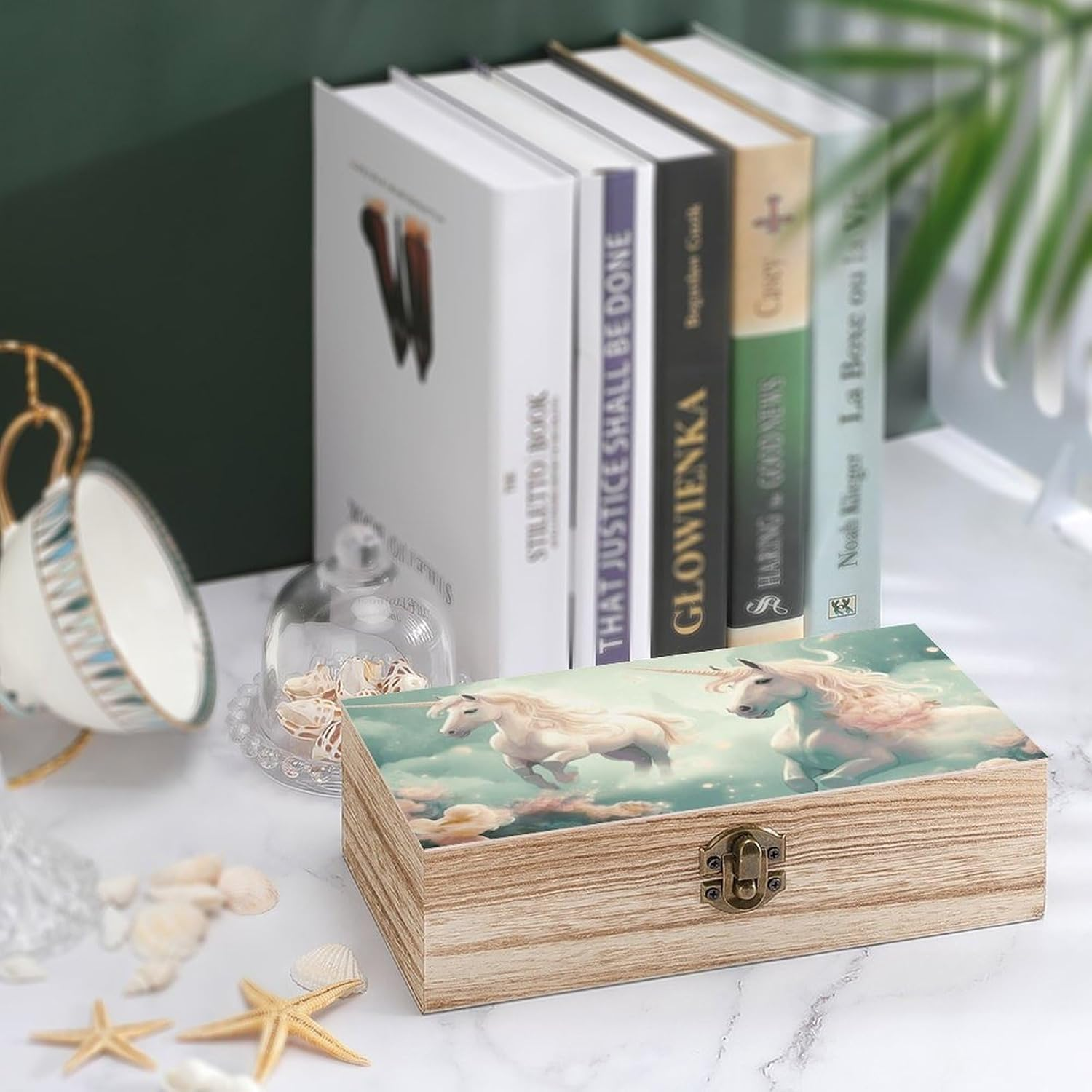 Unicorns Wooden Box Wood Wedding Keepsake Boxes with Lids Small Decorative Boxes Lightweight Wooden Memory Storage Box for Crafts Keepsakes Jewelry Photo Letter Storage