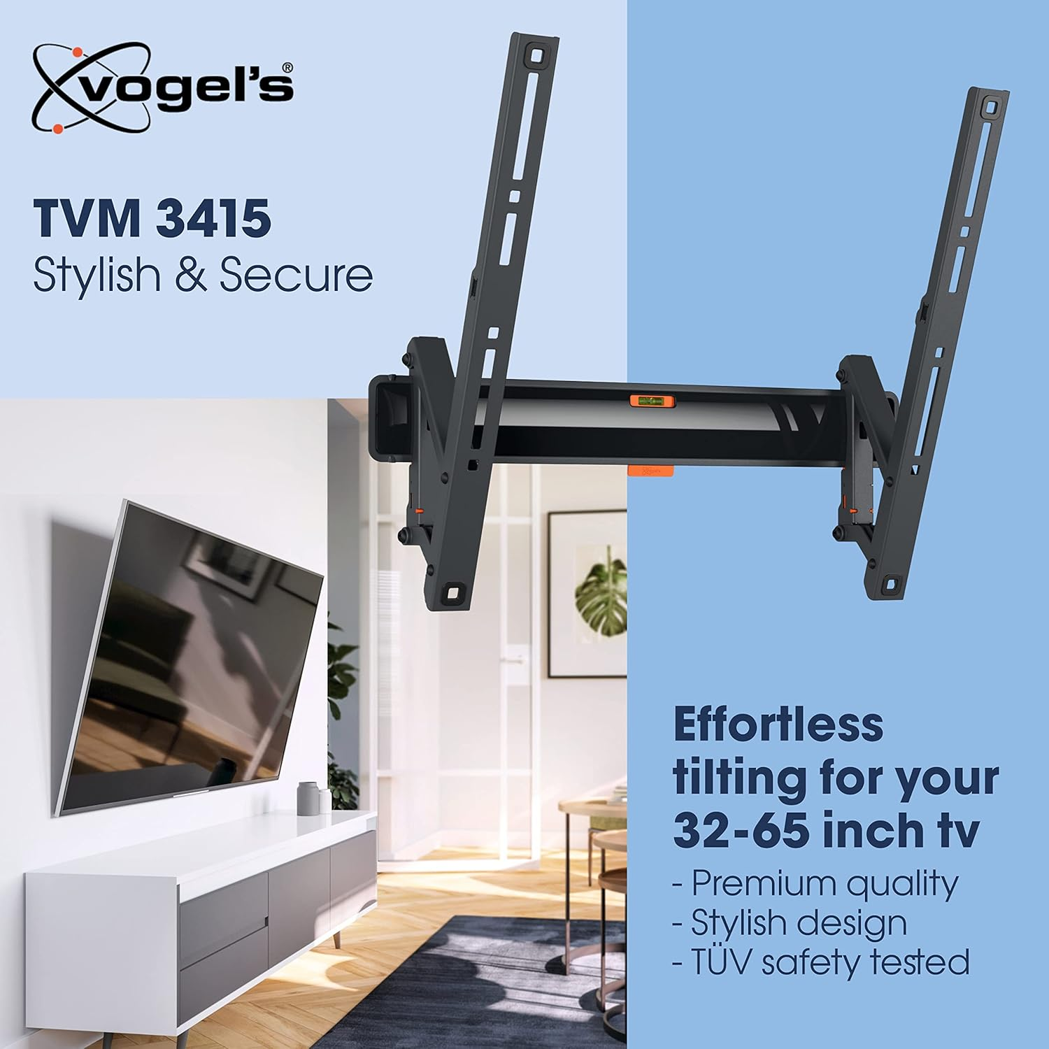 Vogel'S TVM 3415 Tilting TV Wall Bracket for 32-65 Inch Tvs, Max. 55 Lbs (25 Kg), TV Wall Mount Max. VESA 400X400, Universal Compatibility image number 3