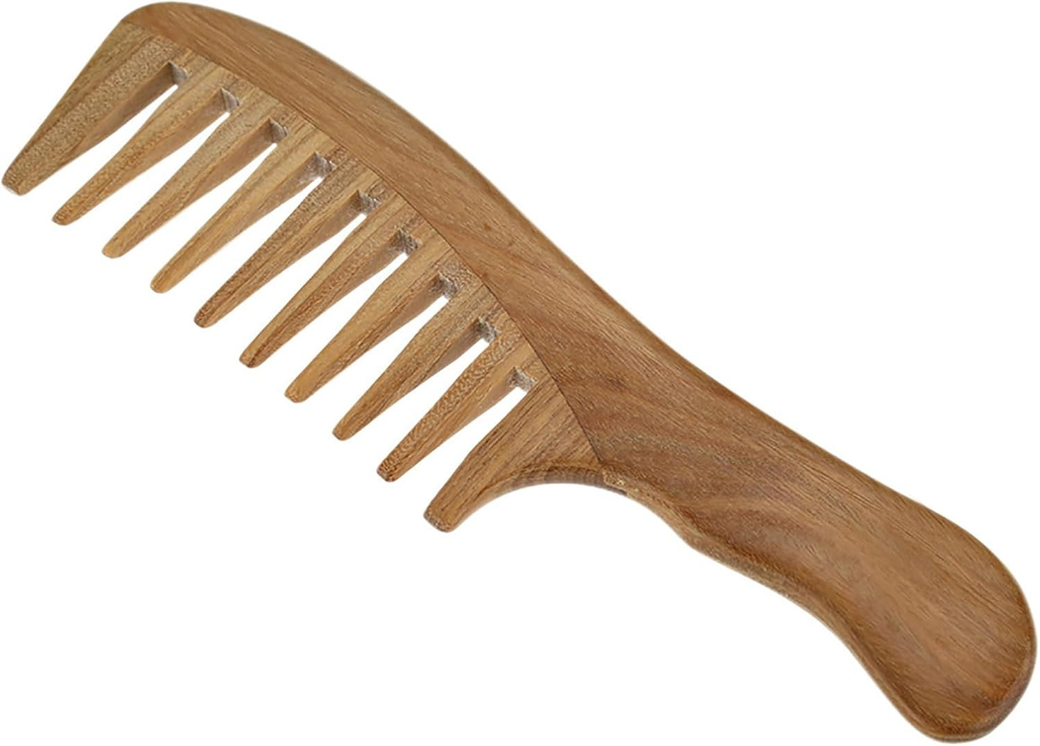 1 Pc Wooden Comb Natural Green Sandalwood Handmade Wide Tooth Wooden Comb Massage Comb Handmade Comb Hair Care image number 3