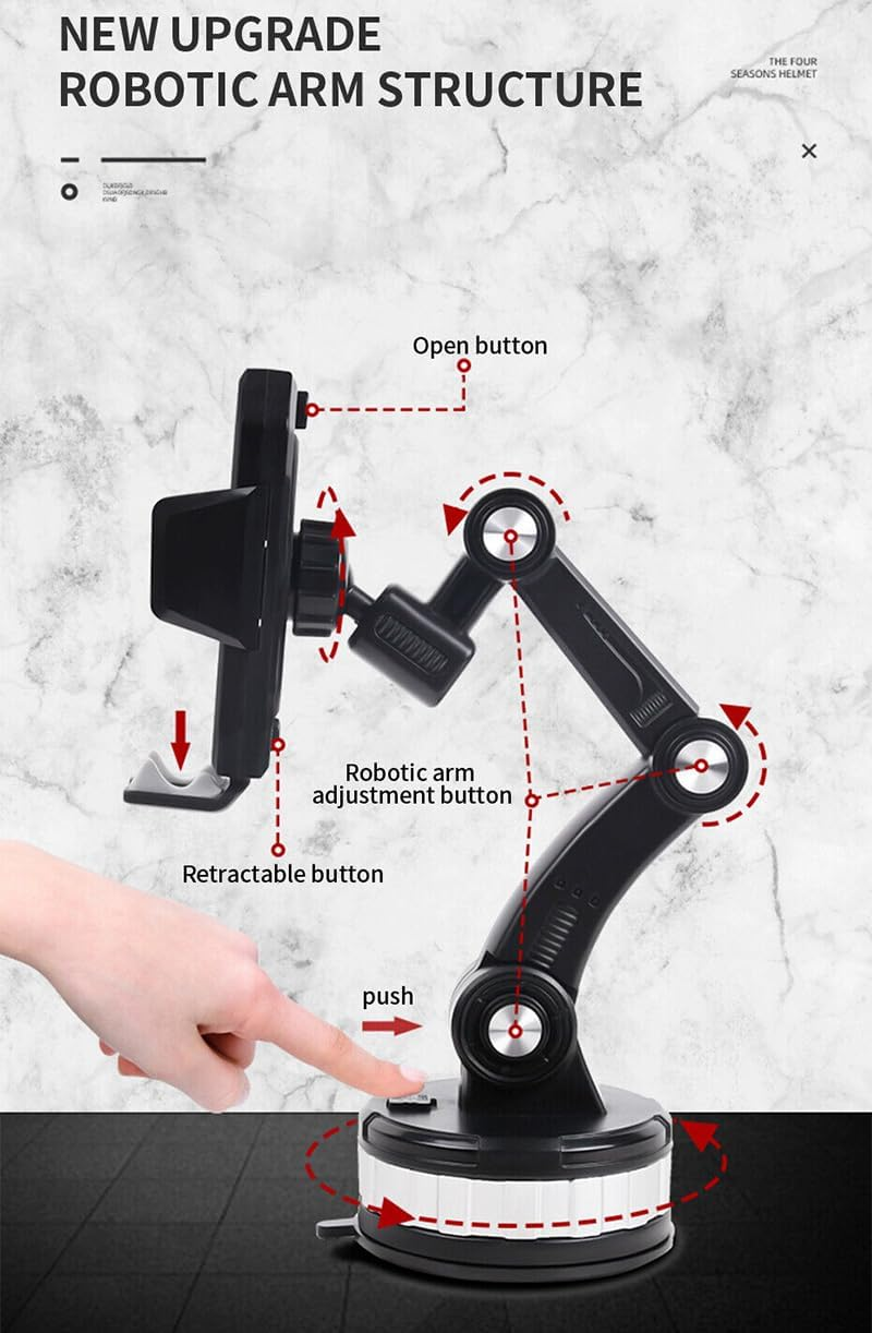 Car Phone Holder Mount [Strong Reinforced Mechanical Arm] Cell Phone Car Mount for Dashboard Windshield, Hand Free Universal Phone Holder for Iphone Samsung All Cell Phones (Suction Cup Type) image number 1