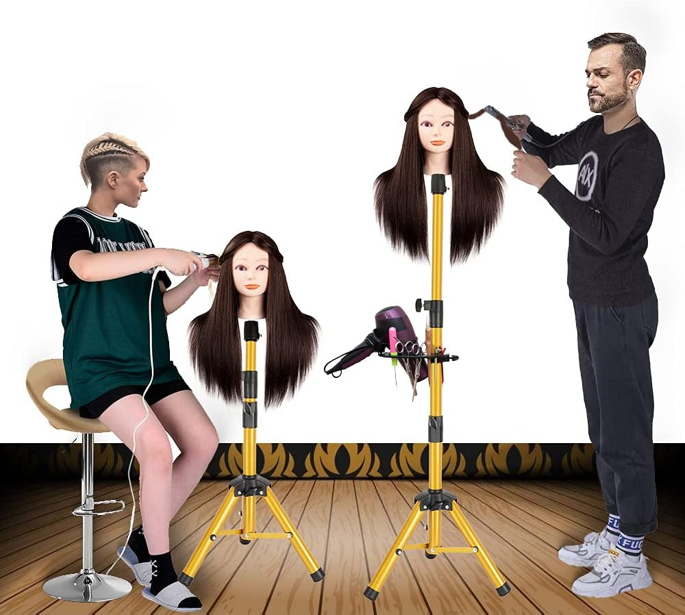 55 Inch Wig Stand Tripod - Adjustable Mannequin Head Stand Tripod Stainless Steel Wig Tripod Stand Wig Head Stand Tripod with Tool Tray (Mannequin Head Not Included) image number 4
