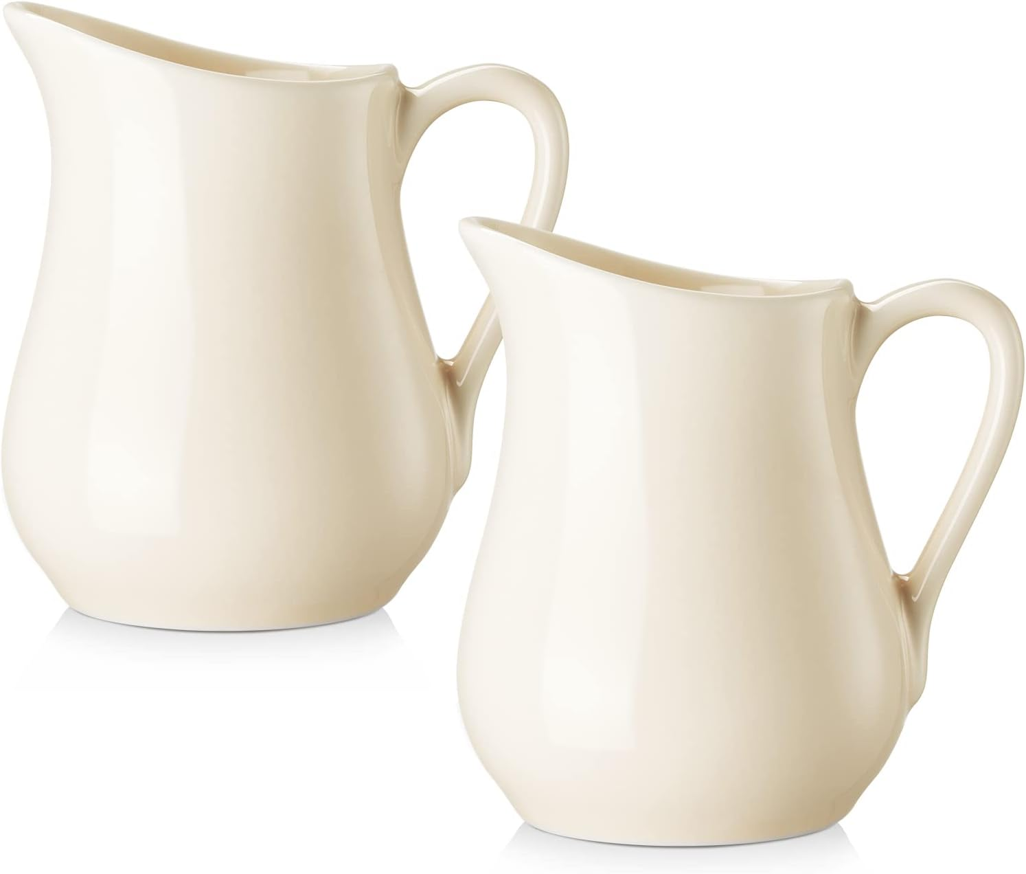 Gurygo 2 Oz (Set/2) Creamer with Handle,Small Classic White Fine Porcelain Creamer Pitcher, Small Milk Pitcher for Coffee Milk Sauce - Microwave & Freezer Safe