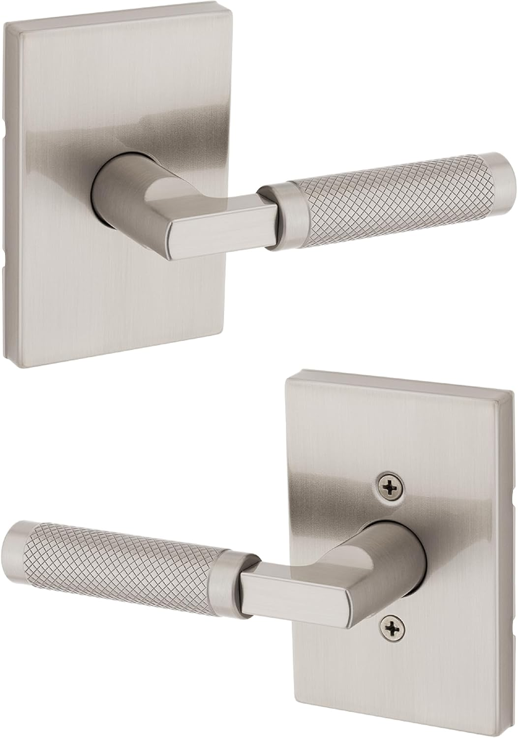 Kwikset Prava Interior Passage Door Knurled Handle, Lever for Closet and Hallway Doors, Reversible Non-Locking Handle Lever, Satin Nickel, with Microban Protection image number 5