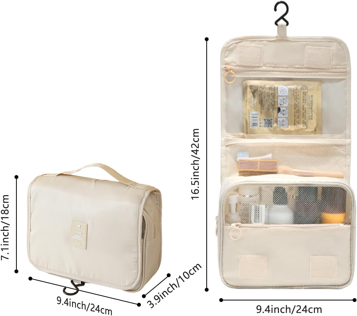 Vbvbip Foldable Travel Toiletry Bag - Waterproof Hanging Cosmetic Organizer with Clear Panel, Portable Makeup Pouch for Shower & Airplane Essentials​​ image number 1