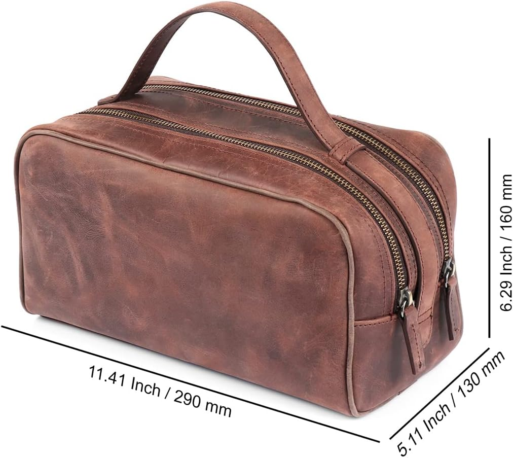 Londo Two Compartment Genuine Leather Travel Bag - Unisex - Black image number 4