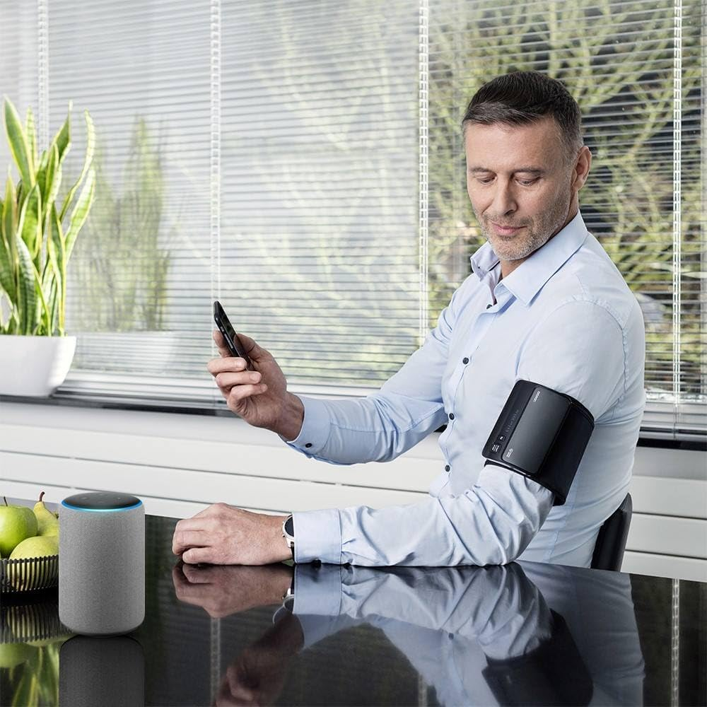 OMRON HEM7600T Smart Elite Tubeless Upper Arm Blood Pressure Monitor &ndash; Bluetooth, Intelliwrap Cuff, 360&deg; Accuracy, Upper Arm, 3+3 Warranty