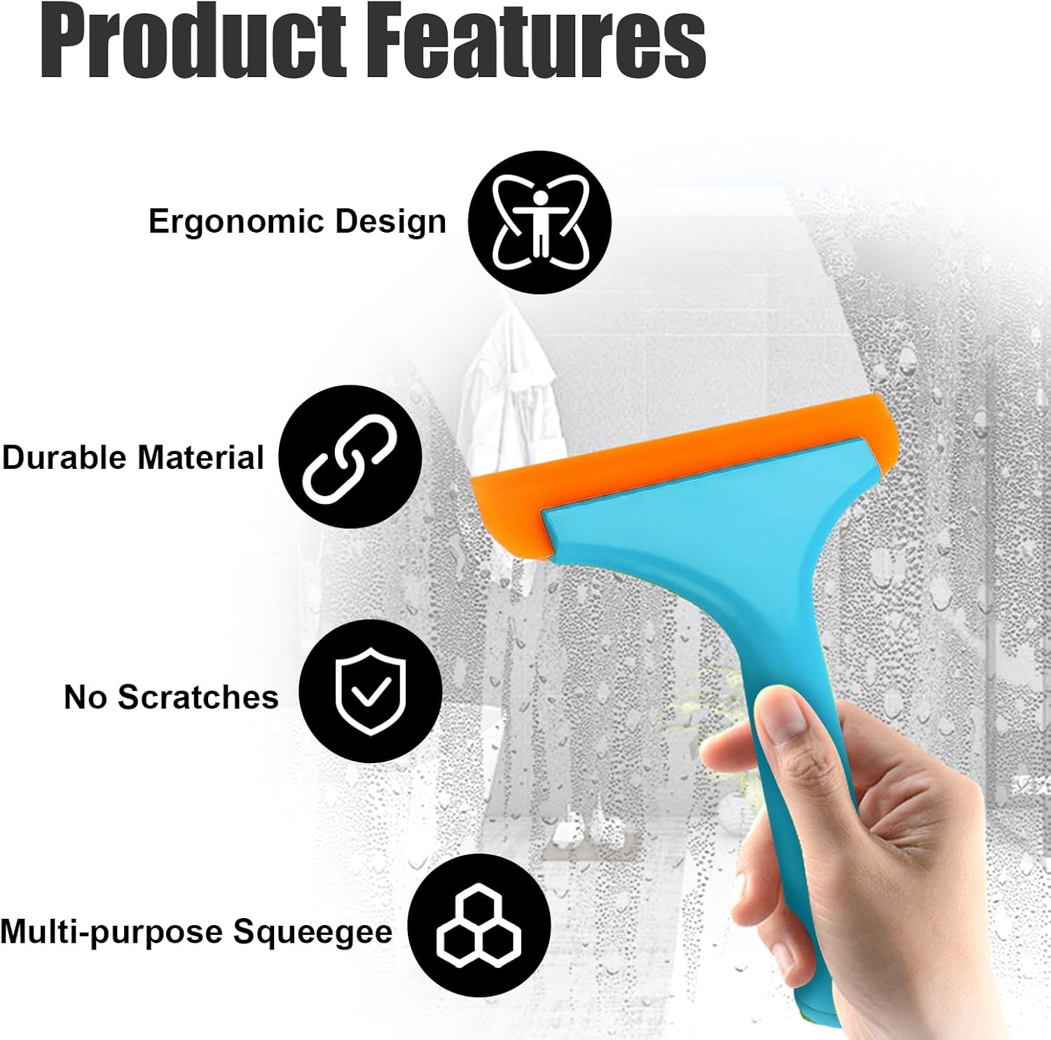 Ziciner Small Silicone Window Squeegee, Car Windshield Water Blade Squeegee, Multifunctional Auto Squeegee with 5.9 Inch Blade and Non-Slip Handle for Car Window, Mirror, Home Cleaning (Blue) - Light Green image number 2