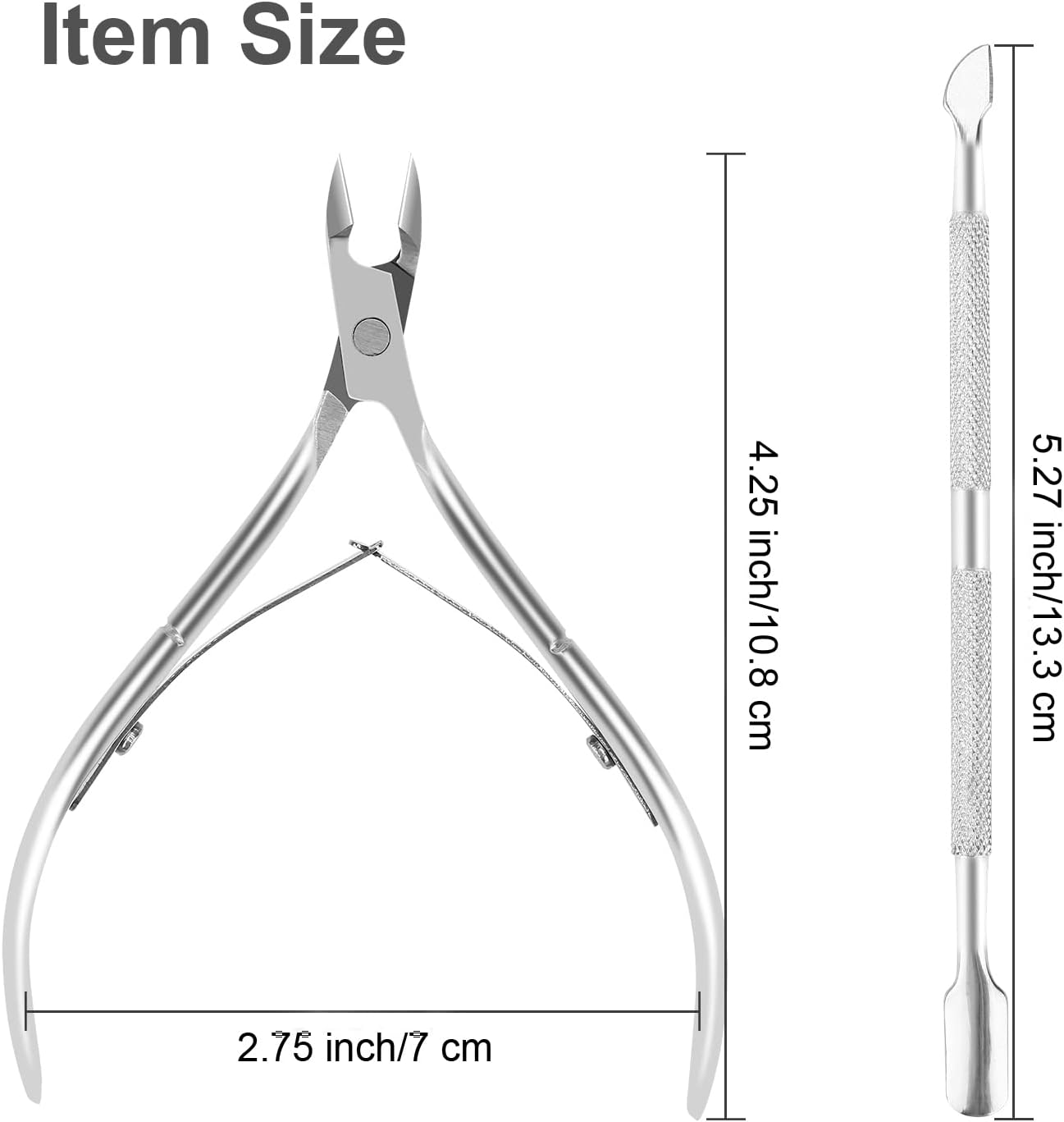 YLYL Metal Nail Cuticle Trimmer with Cuticle Pusher and Cutter, 2 Pcs Professional Cuticle Remover Tool Kit, Cuticle Cutter Set, Cuticle Nippers, Cuticle Clippers for Women, Manicure Pedicure Tool