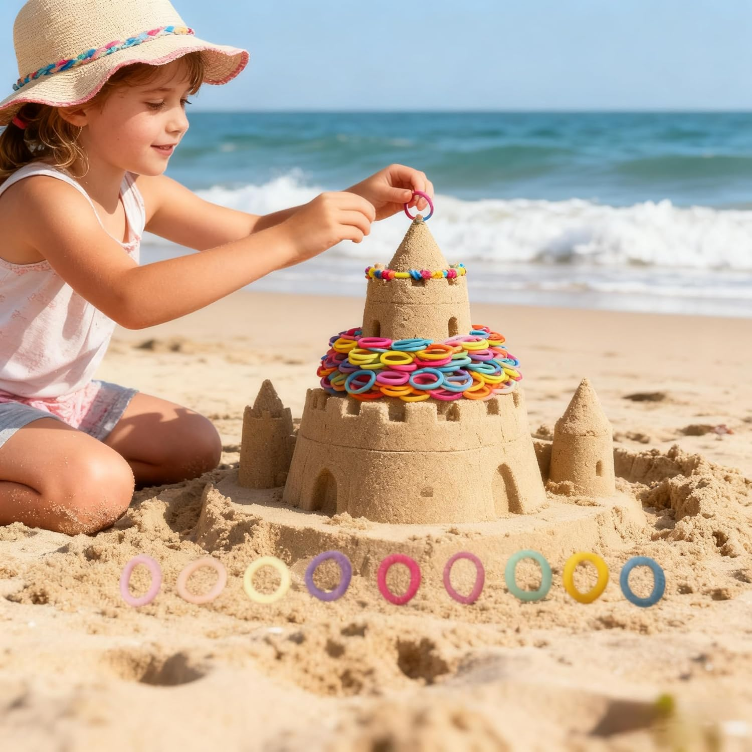 400 PCS Hair Ties Headbands Baby Girls Elastic Headbands Black Colorful Small Rubber Bands Ponytail Holder (Mixed Color Pink) image number 2