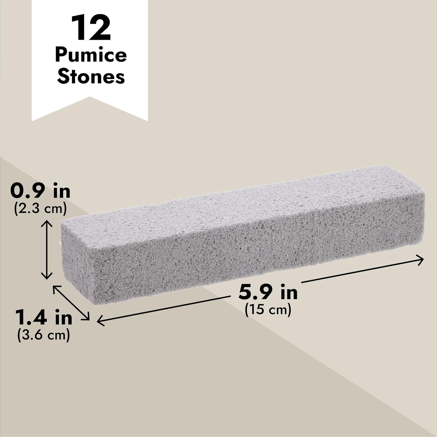 Pumice Stone for Cleaning - 12-Pack Pumice Scouring Sticks, Pumice Stick Cleaner for Removing Toilet Bowl Ring, for Kitchen, Bath, Pool, Household, Grey, 5.9 X 1.4 X 0.9 image number 4