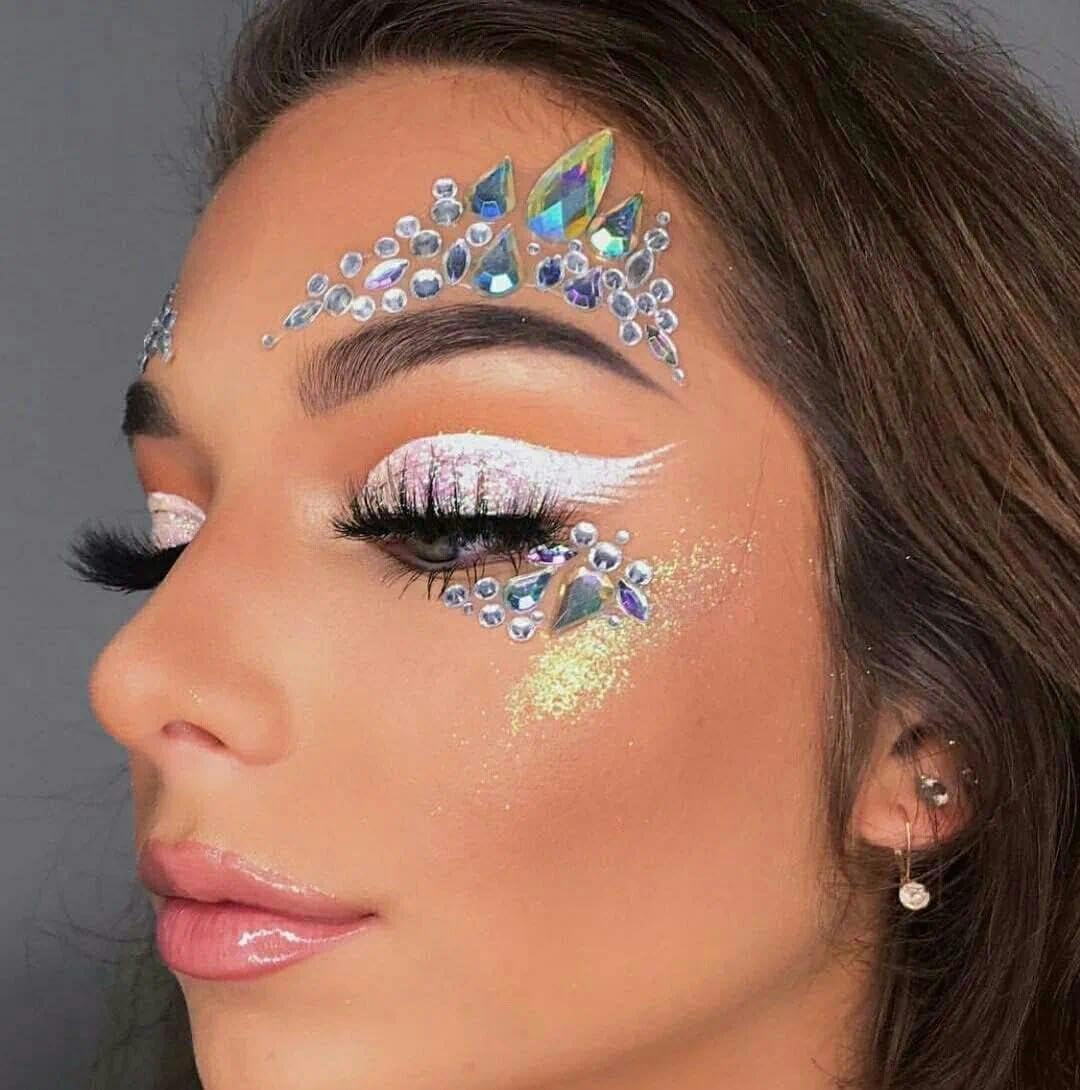 Self Adhesive Face Jewels and Rhinestone Stickers for Festival Makeup, Body Gems with Strong Glue - 12 Sheets Assorted Styles - Jotron