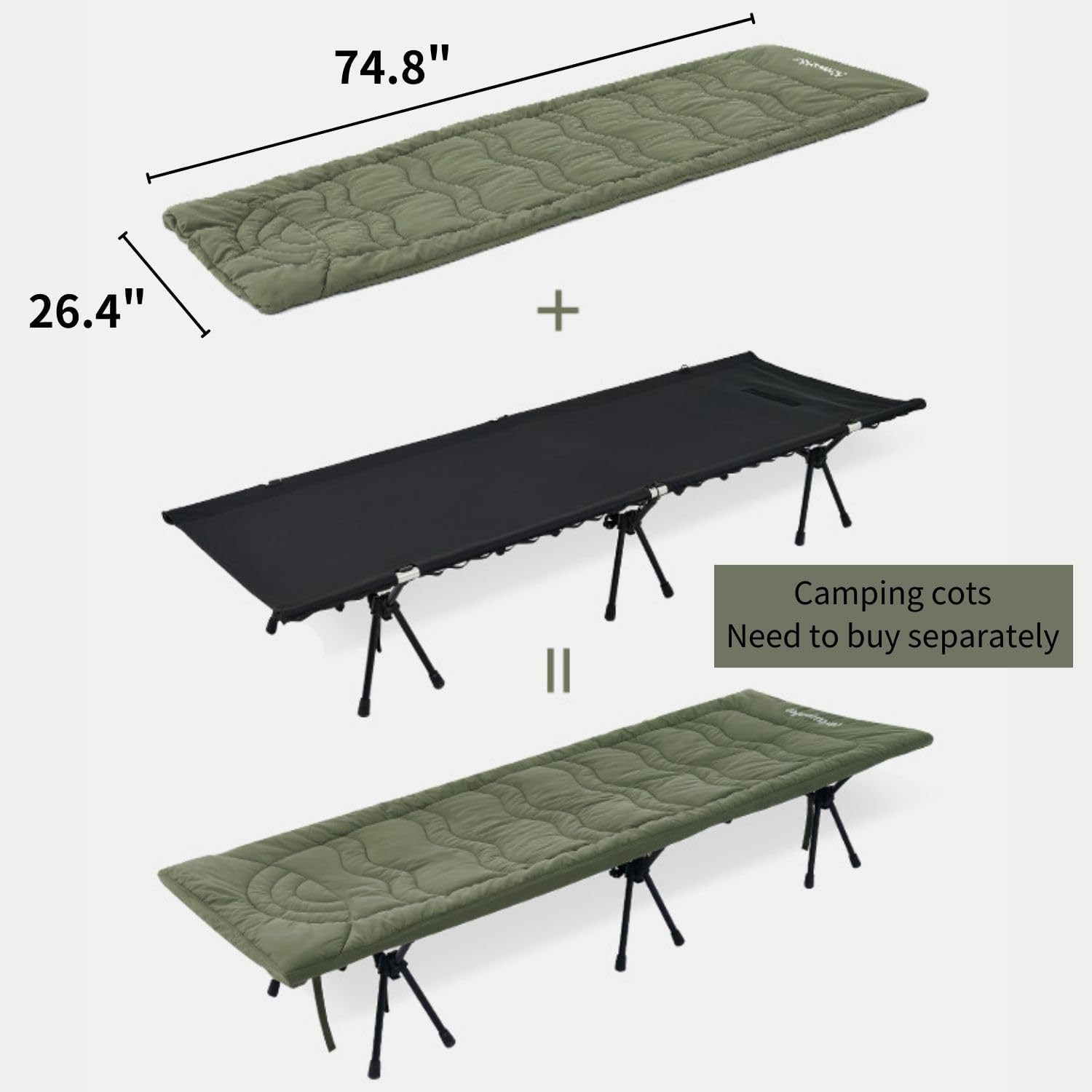 Windhike Naturehike Cot Mattress Pad, Sleeping Cot Pads, Comfortable Lightweight Cot Mat, Cotton Soft Warm Thick Camping Cot Pad, for Outdoor & Hiking, Snap Fasteners on the Bottom, with Storage Bag image number 4