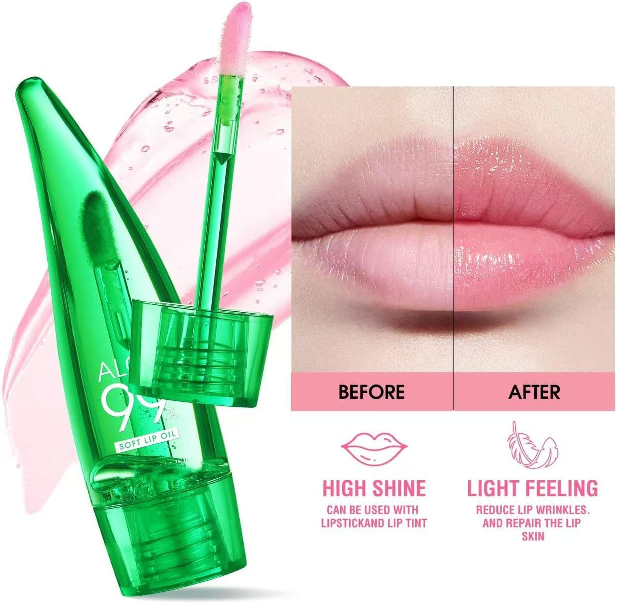 2 Pack Color Changing Aloe Vera Lipstick & Lip Oil Tint &ndash; PH Temperature Reactive Lip Balm Gloss, Long Lasting Moisturising Lip Care, Tinted Plumper Makeup for Natural Pink Glow image number 2