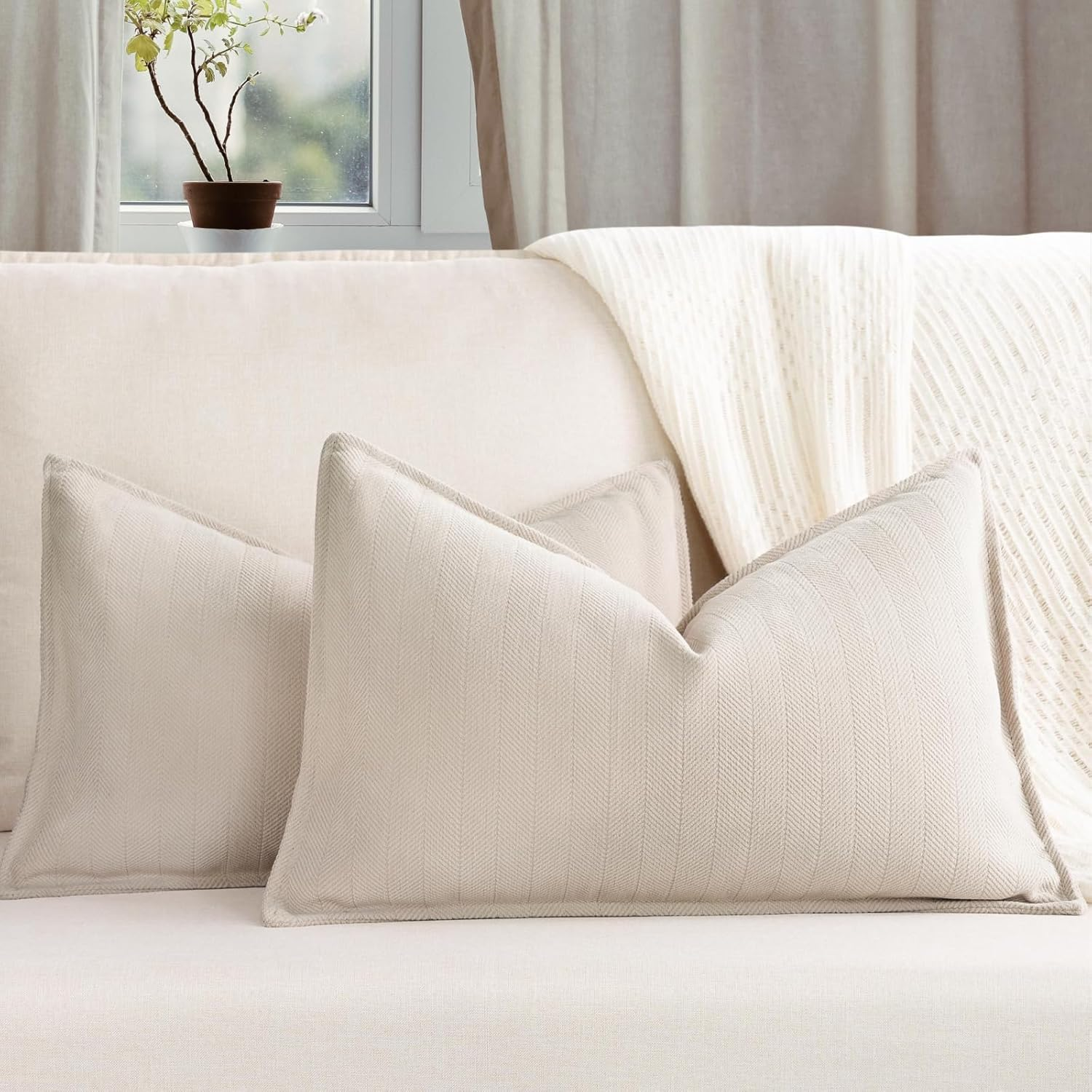 Pillow Covers 45X45 Cm Set of 2, Chenille Pillow Covers with Elegant Design, JOMWEN Soft and Luxurious Decorative Throw Pillows for Couch, Bed, Living Room Home (Chenille Rust, 45 X 45Cm)