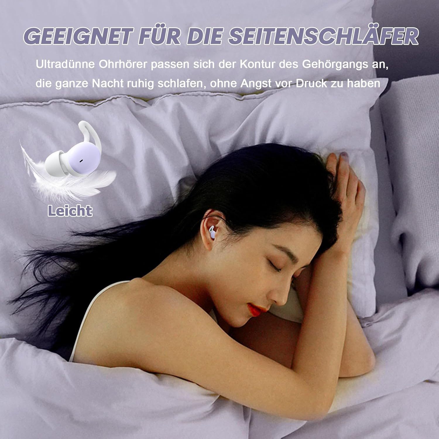 Xmenha Mini Wireless Bluetooth Headphones In-Ear Invisible Smallest Sleep Bluetooth Earphones for Small Ears Side Sleepers Noise Cancelling Headphones Sleep Earbuds Headset for Sleeping image number 4