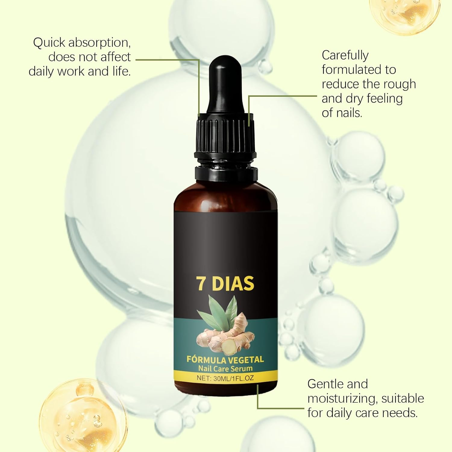 Ginger Nail Growth Serum 7 Days Nail Care Treatment Multi-Purpose Nails Repair Cream Ginger Cuticle Care Nourishing Oil Brittle Strengthener Suitable for Dry and Damaged (2Pcs) image number 1