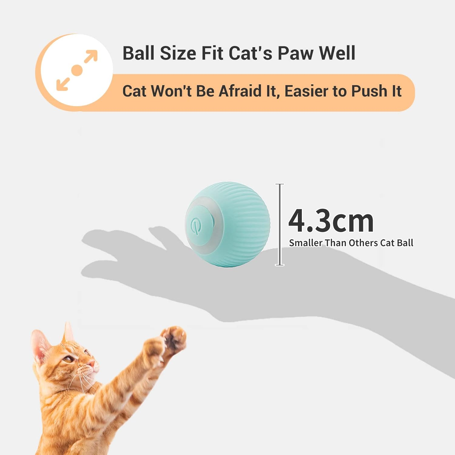 Enjoying Cat Toys Ball Interactive Cat Ball with LED Light & USB Rechargeable Rolling Balls Automatic Moving 2 Modes for Cat Kitten Exercise, Blue image number 2