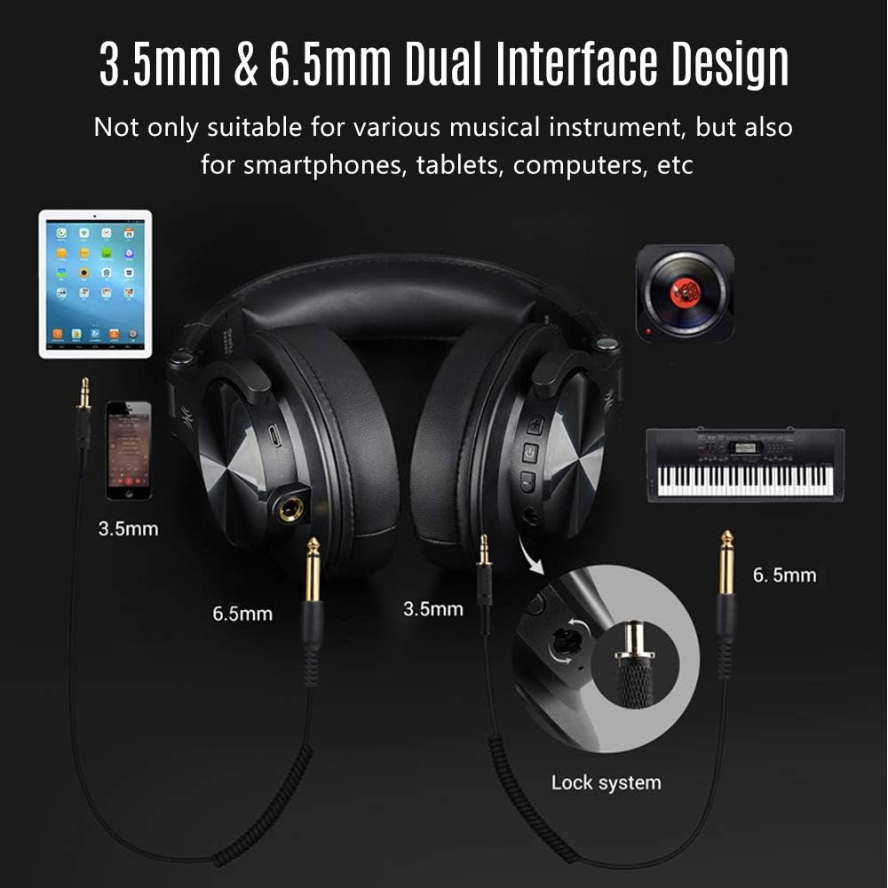 Yasao Wireless/Wired Musical Instrument Monitor Headphones Wired Headset with 3.5Mm & 6.5Mm Audio Cables for Electrical Piano Electronic Keyboard Drum Machine Electric Guitar DJ Recording image number 2