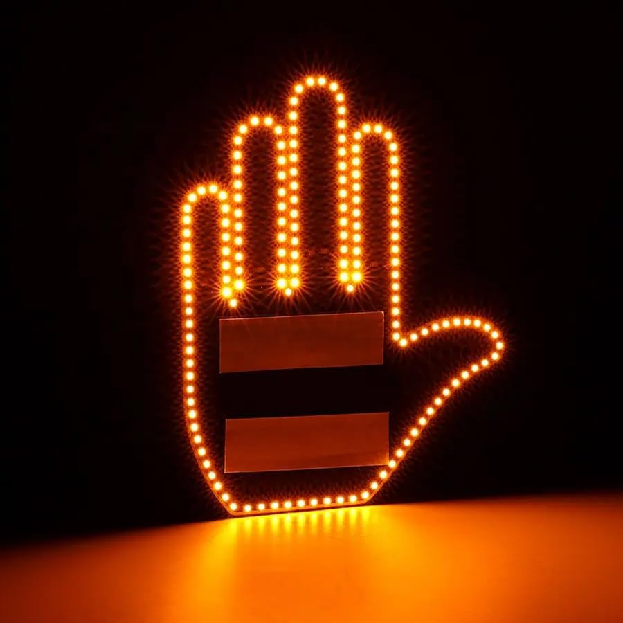 Flareflicker: LED Car Window Hand Gesture Sign for Expressive Communication on the Road - Road Rage Gifts, Middle Finger, Cool Car Gadgets, Car Accessories, Car Light, Flip off Sign, Tailgater Hand image number 5