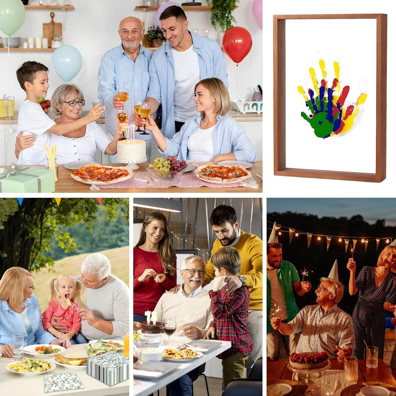 Family Handprint Kit, Family Keepsake Frame, Creative Wooden Frames, Multipurpose Paw Print Frame, Parent Child Interaction Handprint Set for Home Decoration