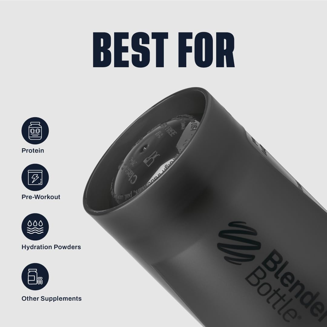 Blenderbottle Classic V2 Shaker Bottle Perfect for Protein Shakes and Pre Workout, 32-Ounce, Black