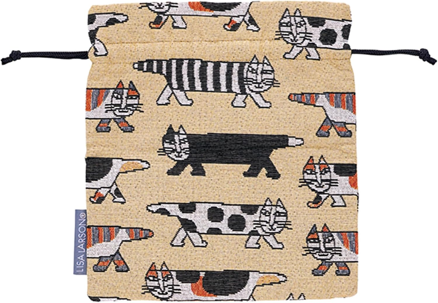 Marushin Drawstring Lisa Larson Beige Mikey Drawstring Accessory Cosmetic Pouch 6905014500