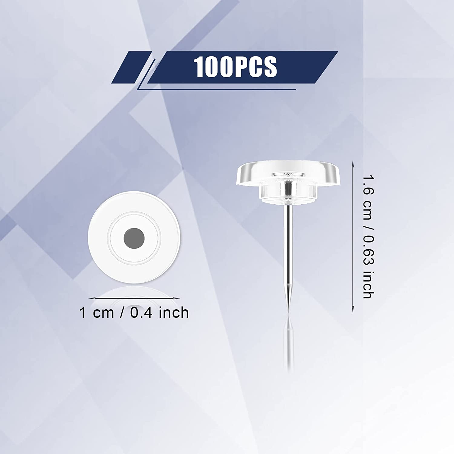 AIEX 100Pcs Clear Push Pins, Plastic Pushpins Thumb Tacks Flat Push Pins with Steel Point for Cork Board Bulletin Board Wall (White) image number 5