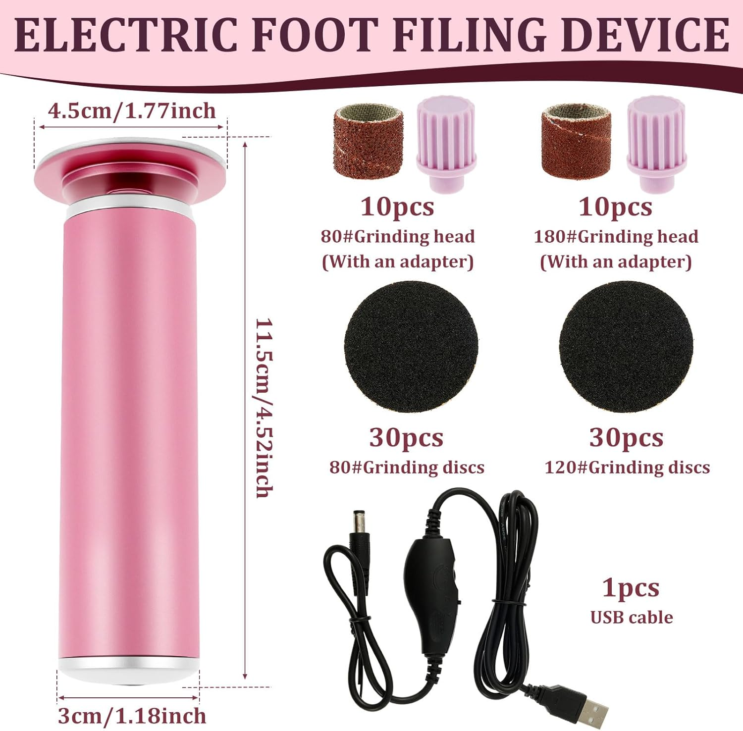 Aluminium Alloy 2 in 1 Electric Callus Remover, Adjustable Speed Foot Grinder with Ergonomic Handle Labor Saving for Body