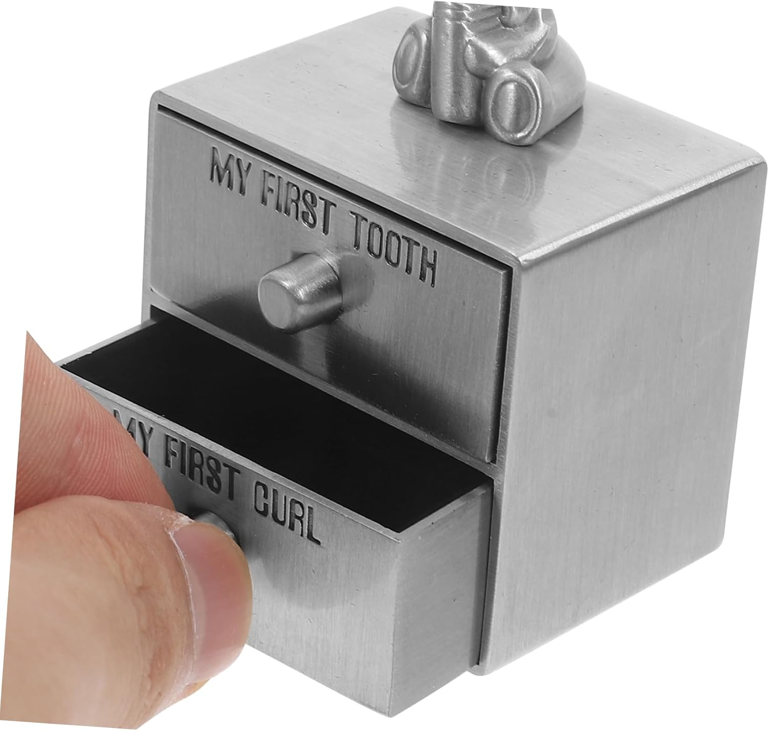 Tooth Keepsake Box First Tooth Box Safe Boys and Girls Metal Drawer Type Haircut Holder image number 5