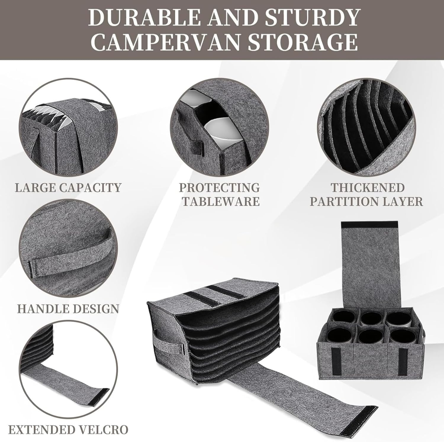 2Pcs Caravan Plate Holder Motorhome Organiser for Kitchen Cupboard Campervan Storage Ideas with Rack, Cup Holder, Collapsible Camping Kitchen Unit for Camping Cupboard Container