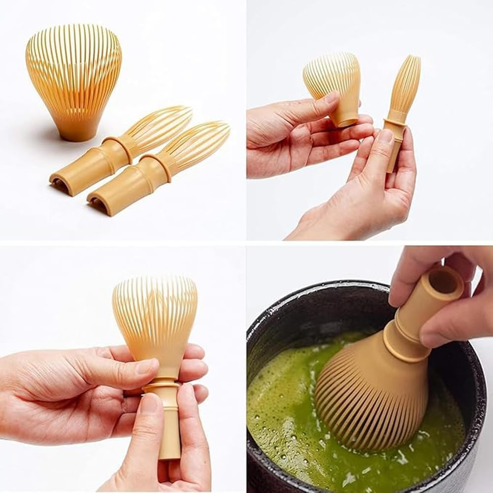 WADY Matcha Whisk, Momochi Matcha Whisk, Reusable PP Resin Matcha Whisk, Never Mould Resin Matcha Whisk Resin Matcha Whisk Traditional Japanese Chasen Matcha Stirre (Yellow) - Yellow image number 3