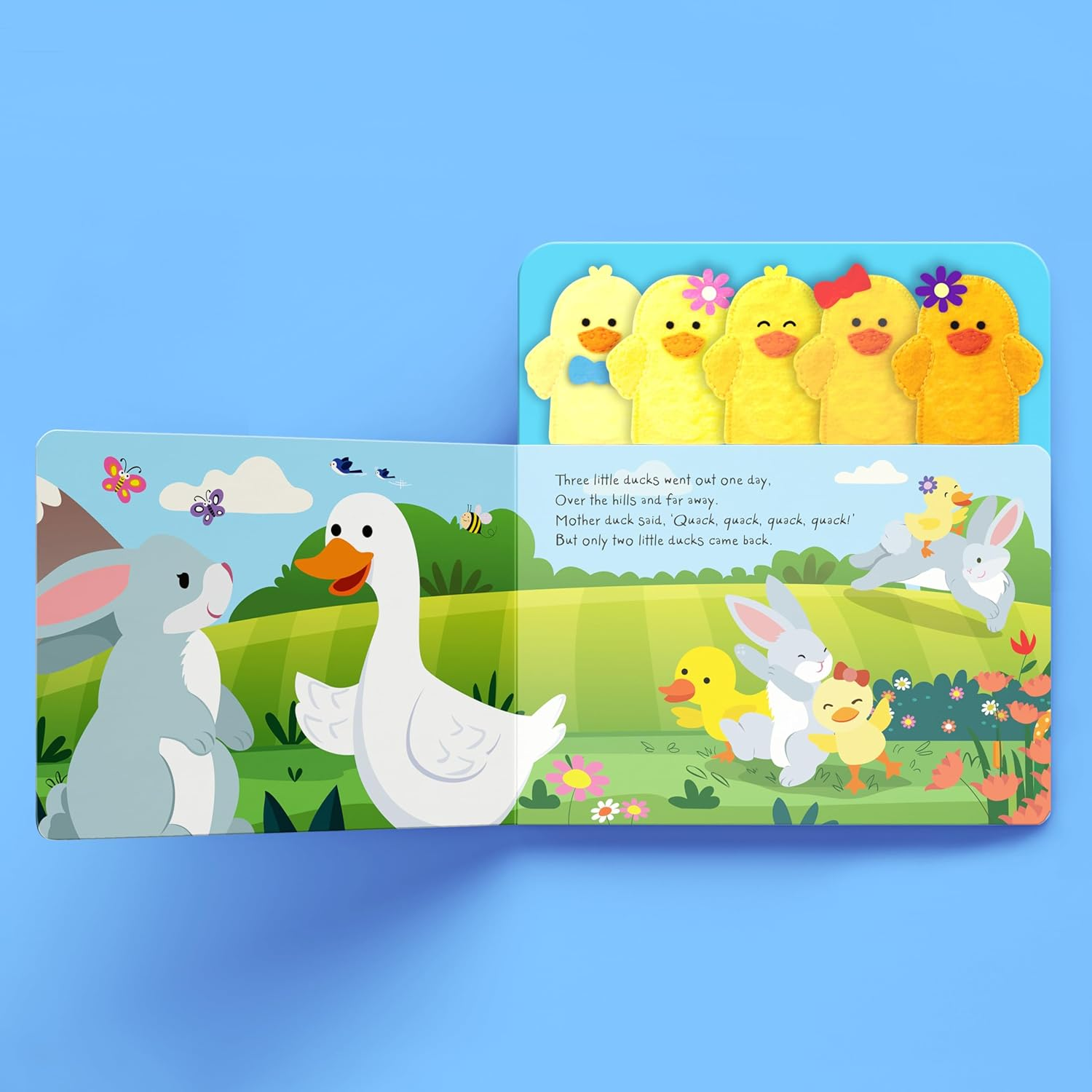 Five Little Ducks Finger Puppet Board Book &ndash; Interactive Nursery Rhyme Book with Felt Puppets &ndash; Babies Children Kids Ages 0-3 image number 1