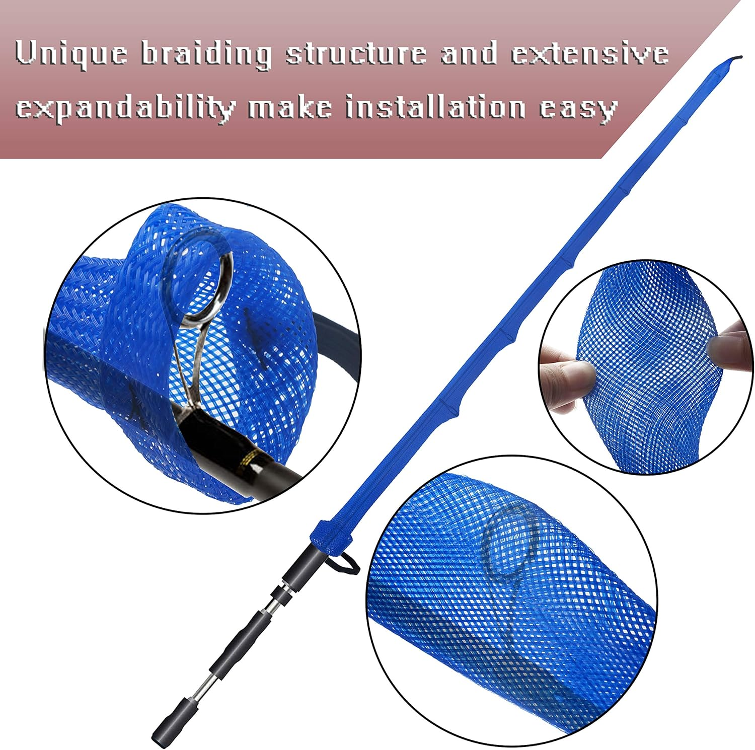 Beetwo Fishing Rod Cover, 4 Pack Rod Sleeve Sock Pole Glove Protector with Lanyard for Fly, Spinning, Casting, Sea Fishing - Orange*1, Gray*1, Gray  Orange*1, Multicolor*1 image number 3