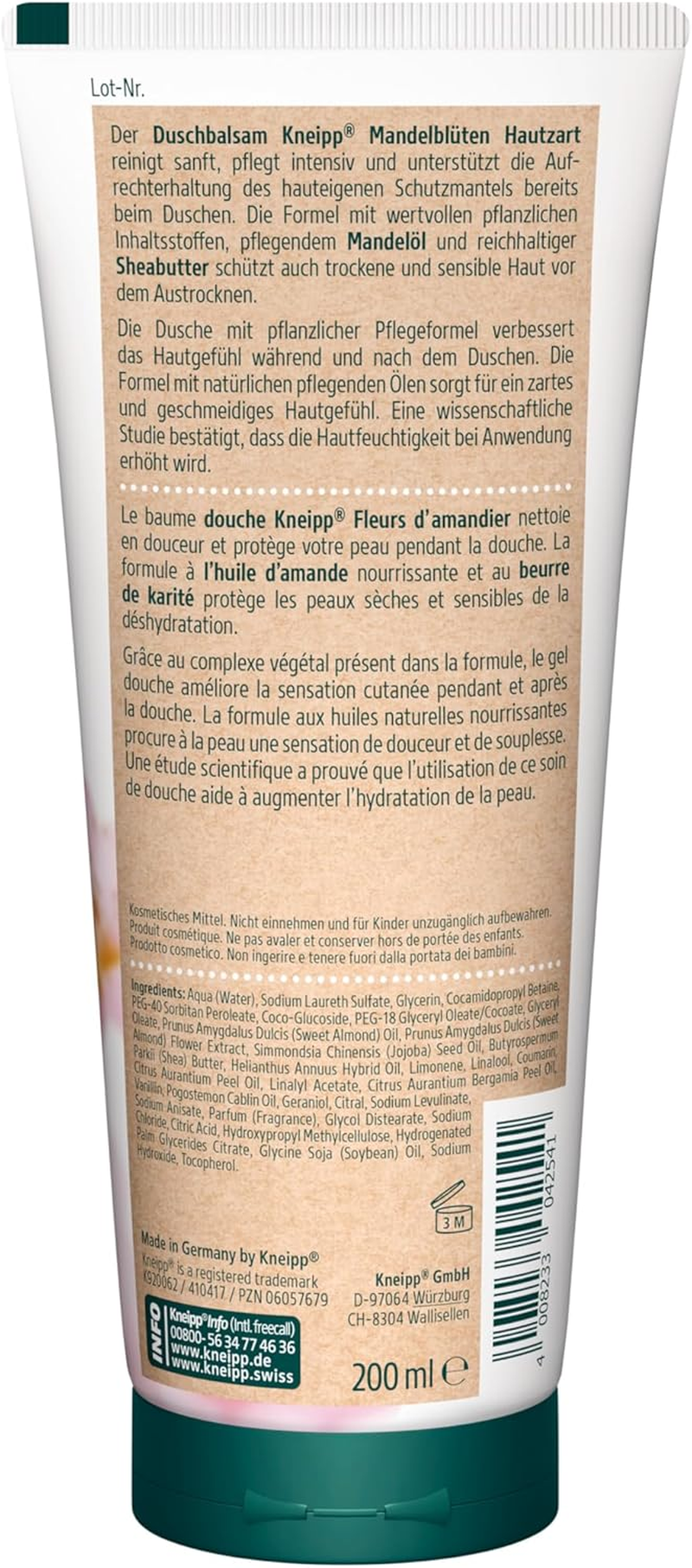 Kneipp Shower Balm Almond Blossom Skin Delicate - Moisturising Shower Cream with Almond Milk and Almond Oil for Smooth Skin - Multipack 6 X 200 Ml image number 2