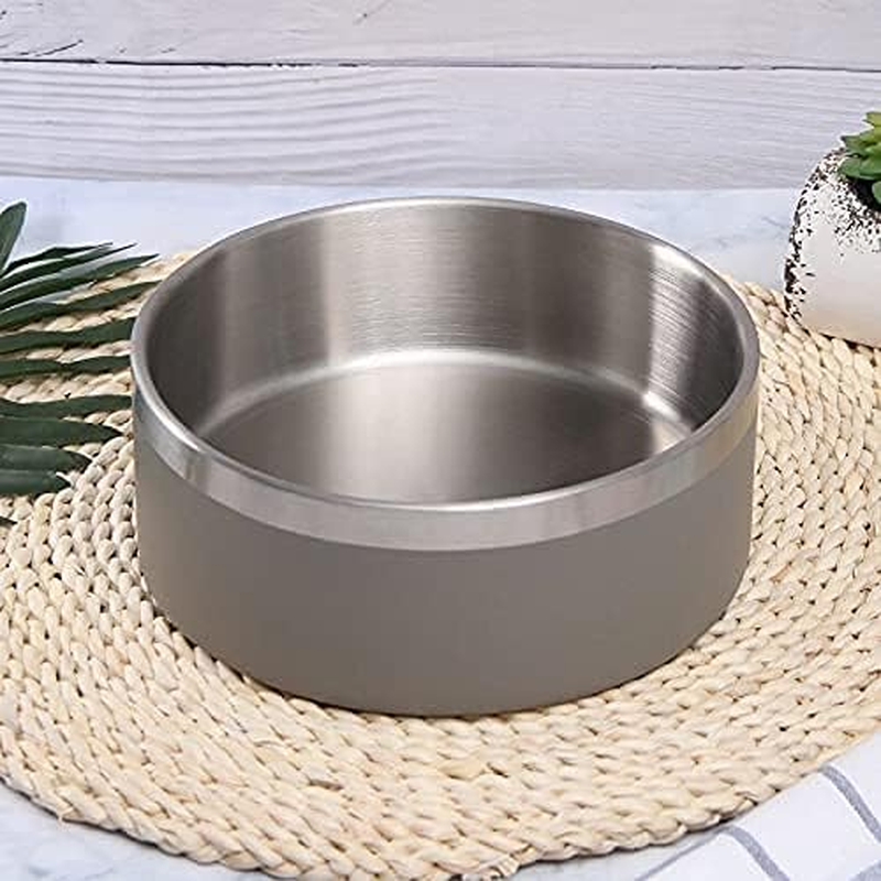 Gteller 32Oz 64Oz Stainless Steel Double Wall Dog Bowls,Bpa Free Non-Slip Pet Dishes,Cat Food&Water Bowl with Rubber Base(64Oz, Grey) image number 5