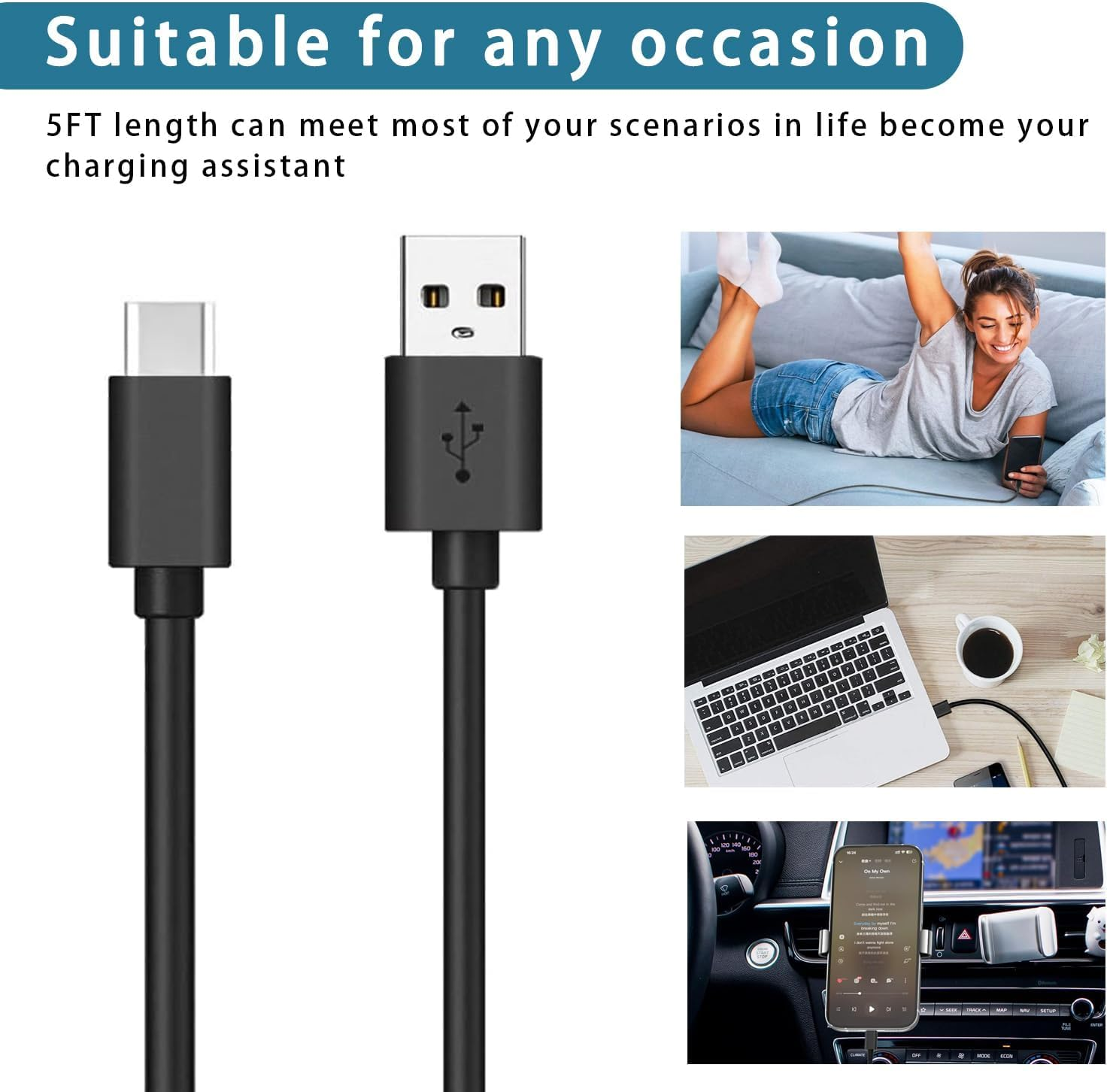USB C Charger for Samsung Galaxy A17 A07 A26 A16 A06 A15 A14 5G A13 A54 A03S A53 A23 A34 A24 A33 Android Samsung Phone 3.0A 10W Type C Fast Charger Charging Cable Cord 1.5M image number 5