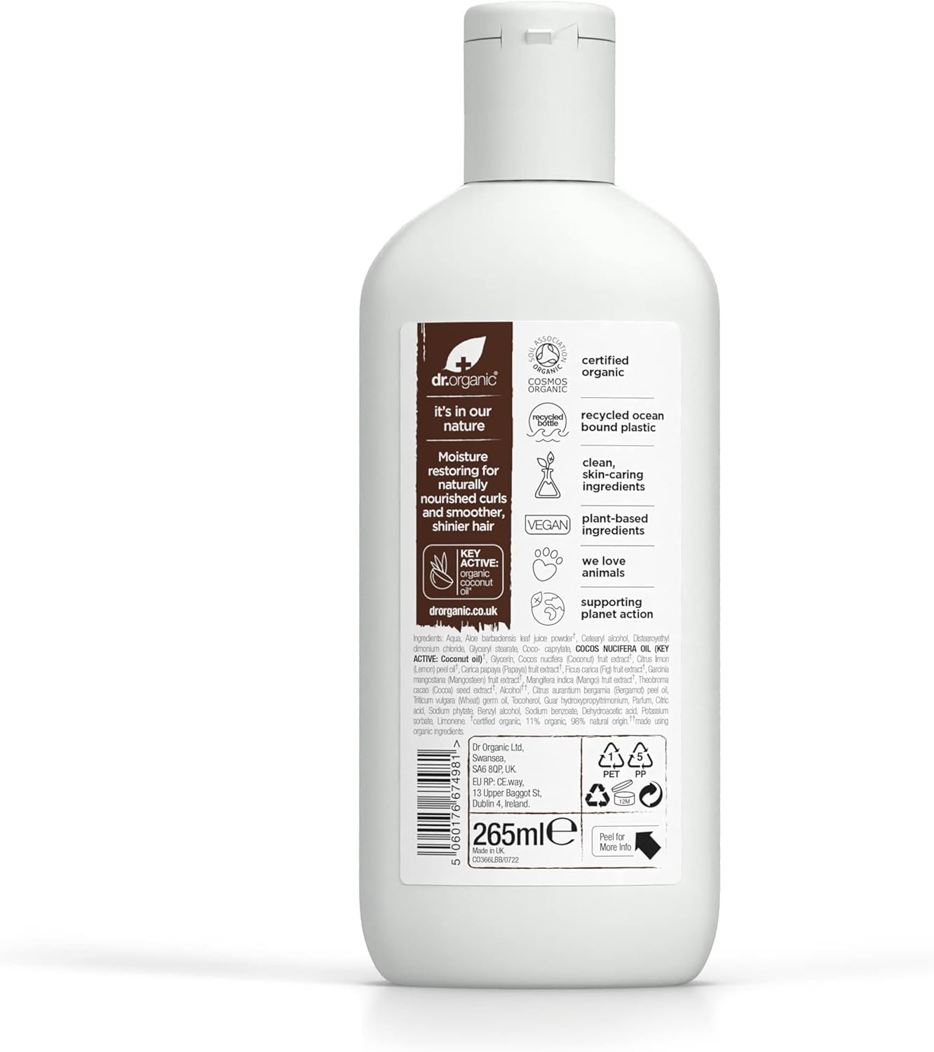 Dr Organic Coconut Oil Conditioner, Hydrating, Normal & Dry Hair, Mens, Womens, Natural, Vegan, Cruelty-Free, Paraben & Sls-Free, Organic, 265Ml, Packaging May Vary image number 4