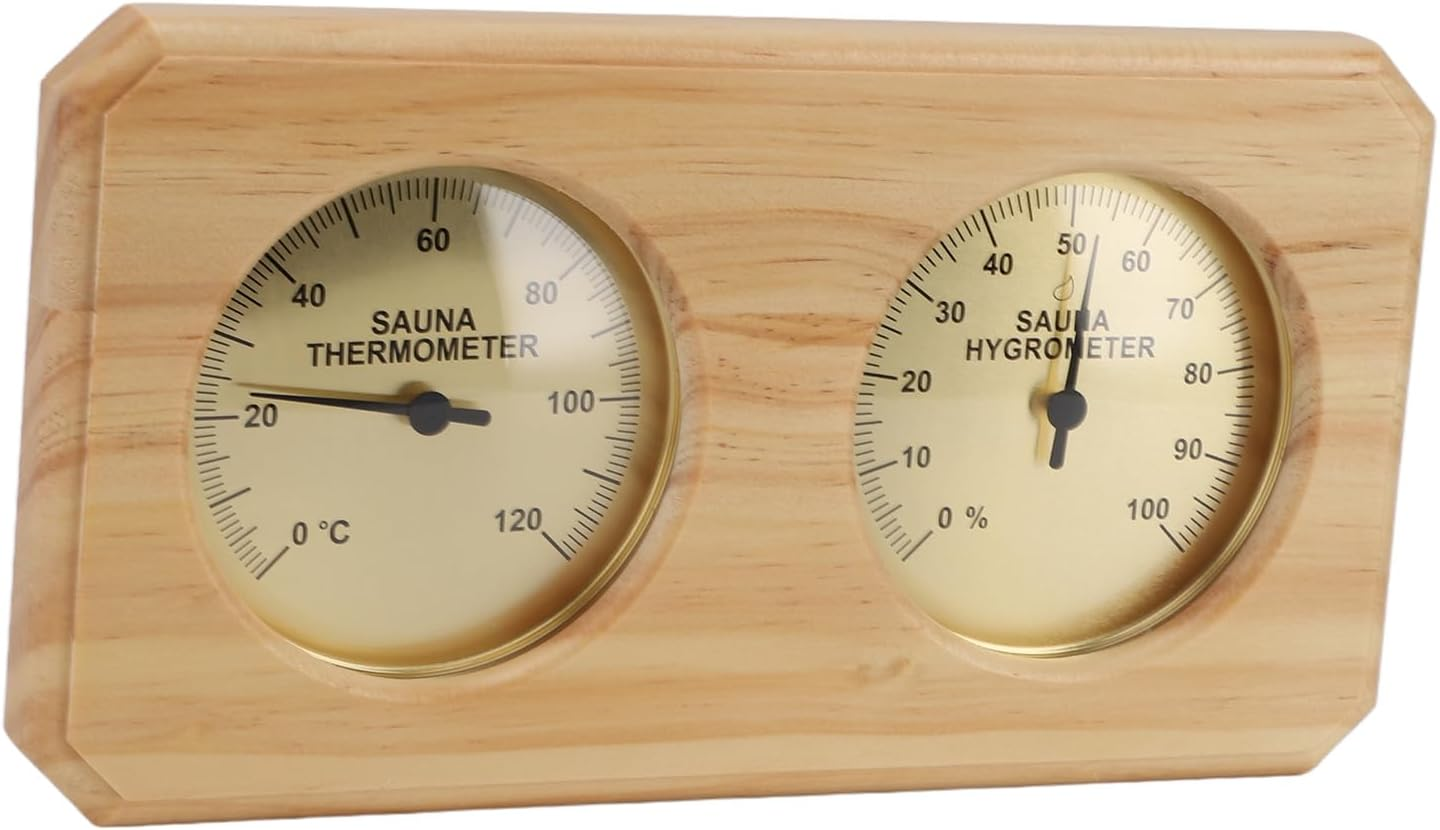 Fdit Elegant Wooden Sauna Thermometer and Hygrometer - Visual Beauty for Hotel Sauna Room image number 3