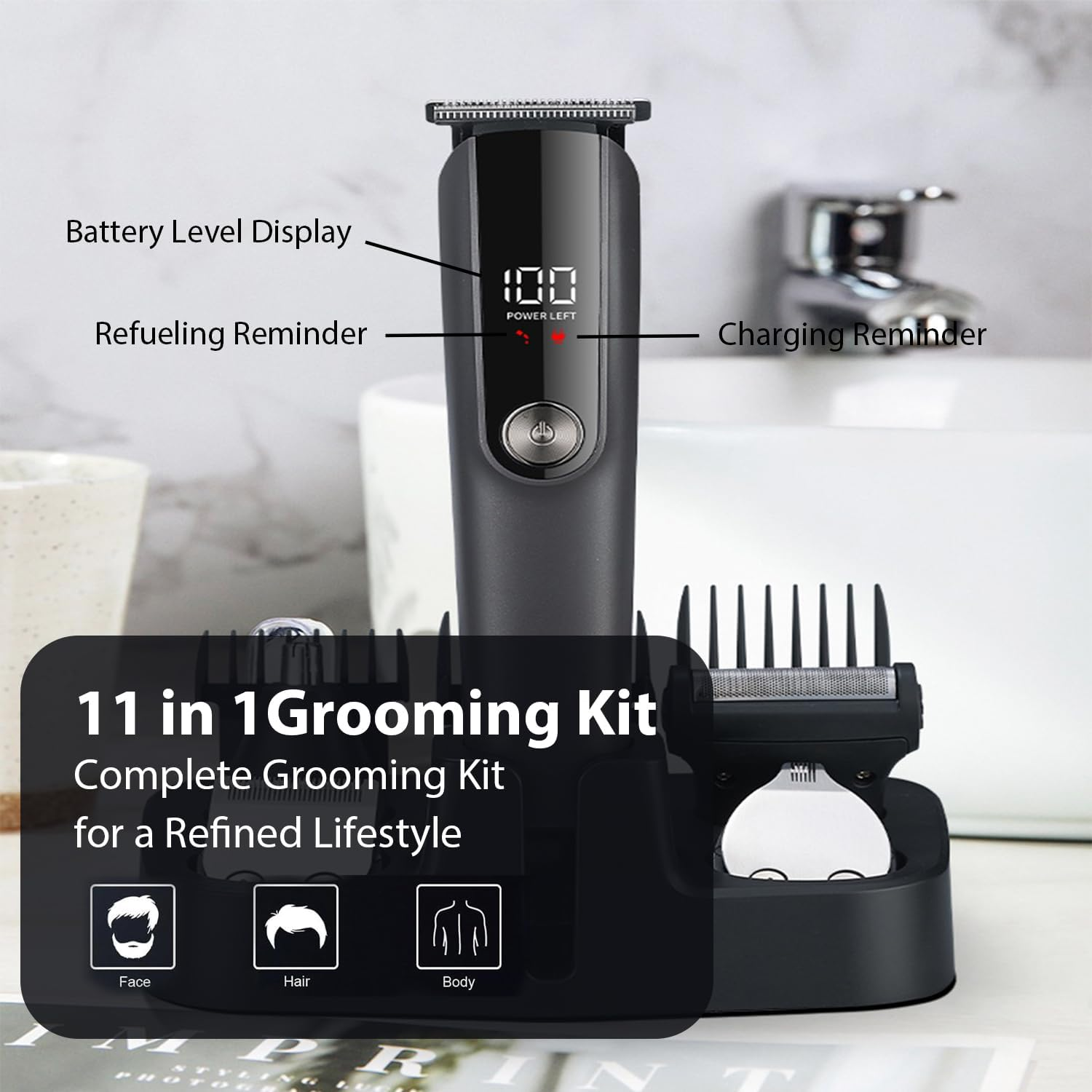 Hopenest Beard Trimmer for Men Hair Clippers, 6 in 1 Professional Beard Trimmer Cordless Hair Clippers and Trimmers Set Waterproof