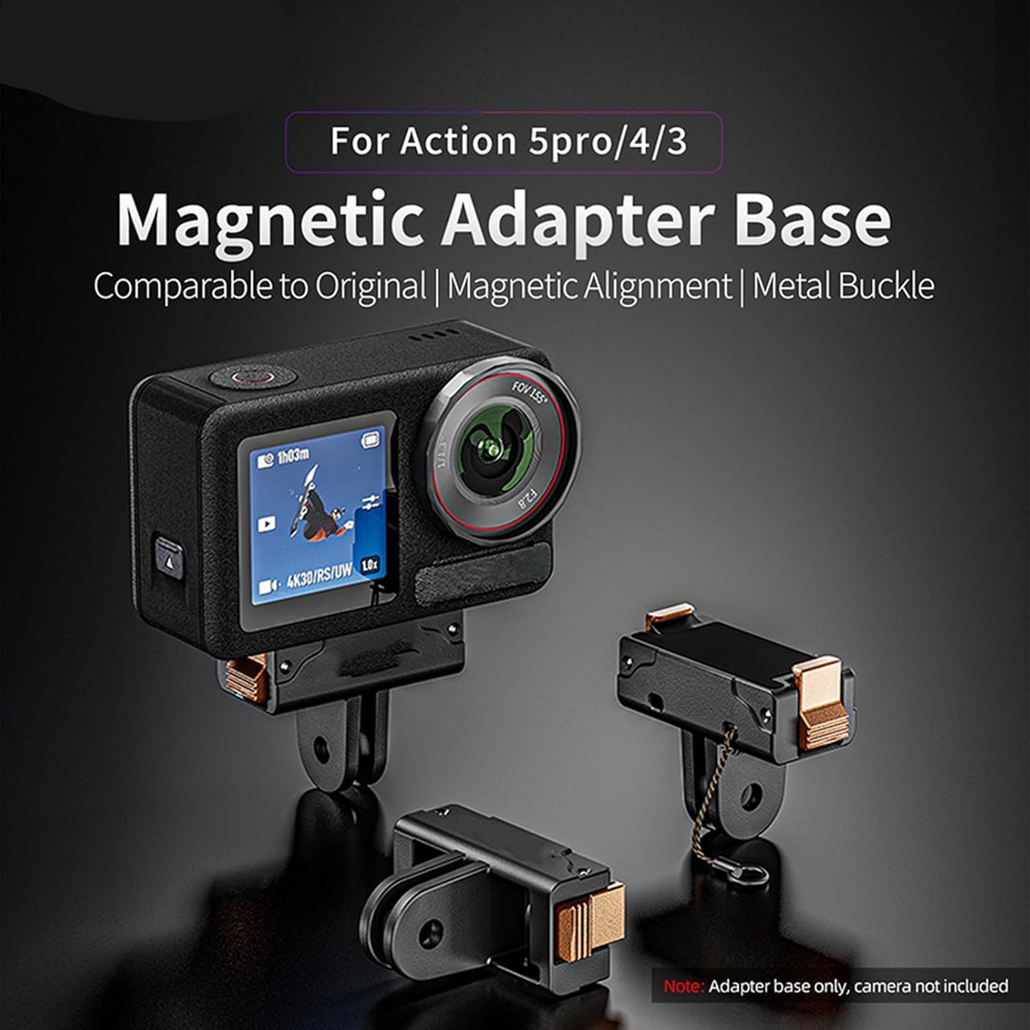 YUULNMOP Magnetic Adapter Mount for DJI Osmo Action 5 Pro/Action 4/Action 3, Quick Release Expansion Adapter, Extension Base for Action5 Pro Accessories image number 3