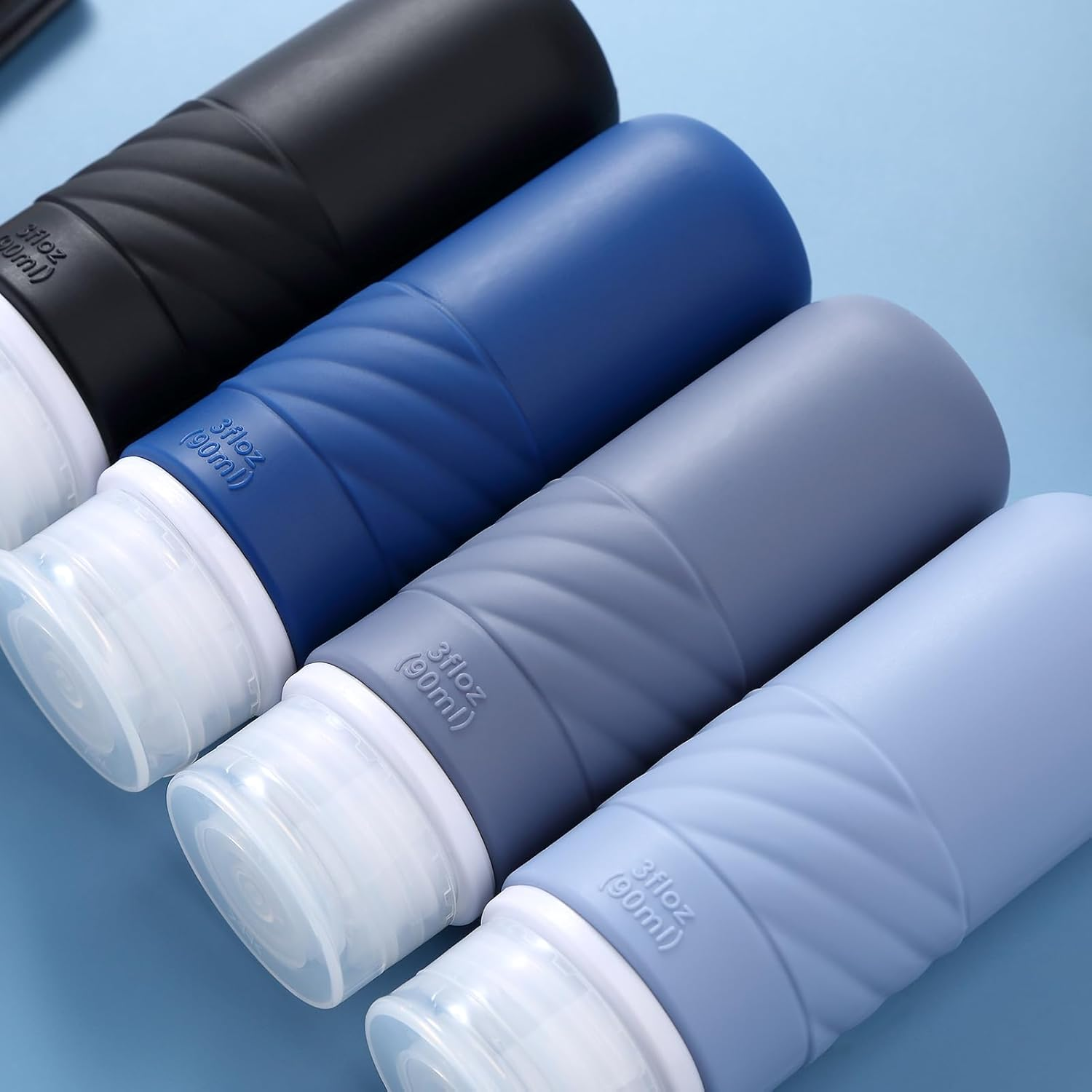 Gemice 4 Pack 3Oz Silicone Travel Bottles, TSA Approved, Leak Proof, BPA Free, Reusable, Wide Mouth, for Travel, Camping, Sports, Home Storage - Malachite image number 5