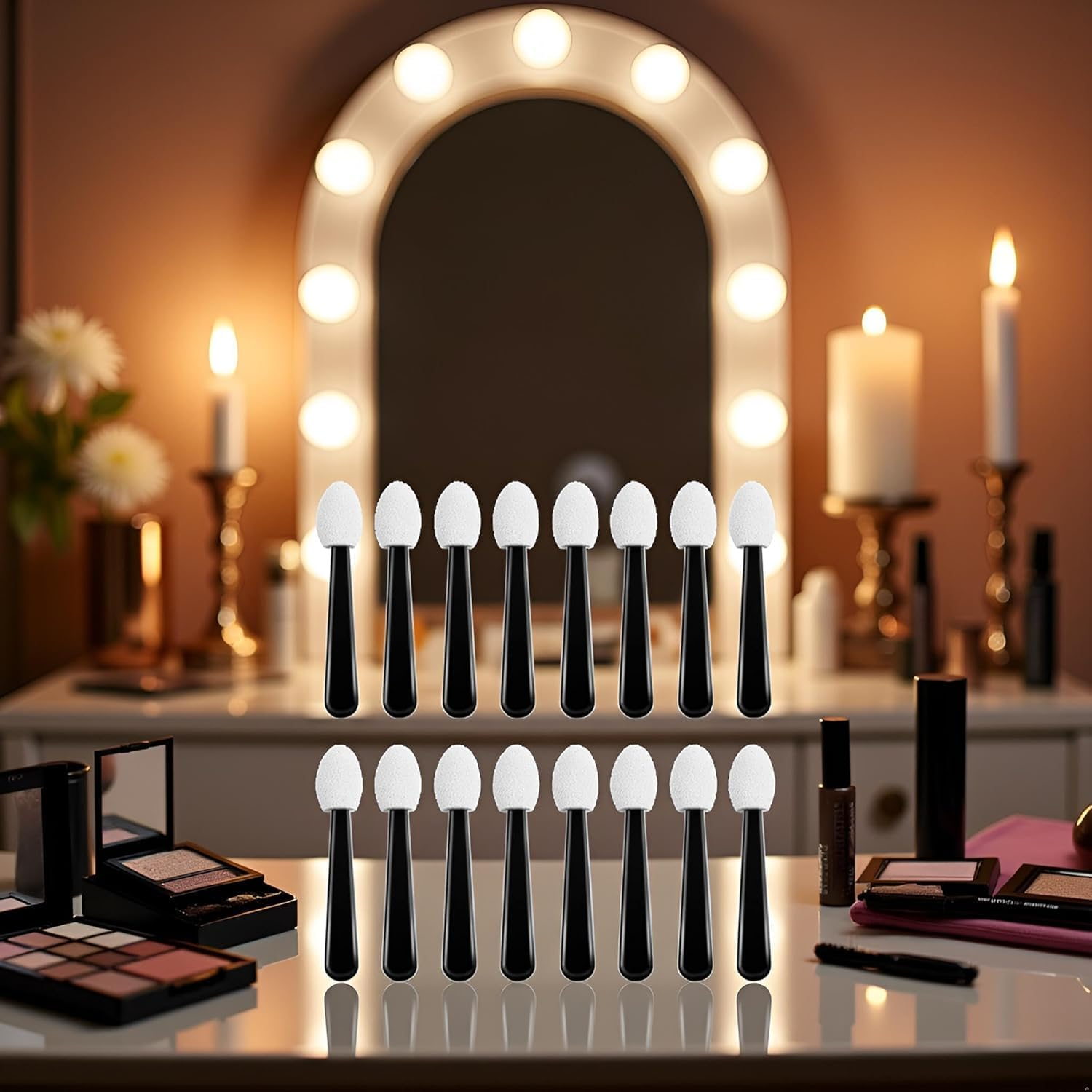 100Pcs Black White Small Eyeshadow Applicators Eye Shadow Sponge Applicator Sticks Eye Makeup Applicators Sponge Tip Make up Applicators Eyeshadow Brushes image number 3